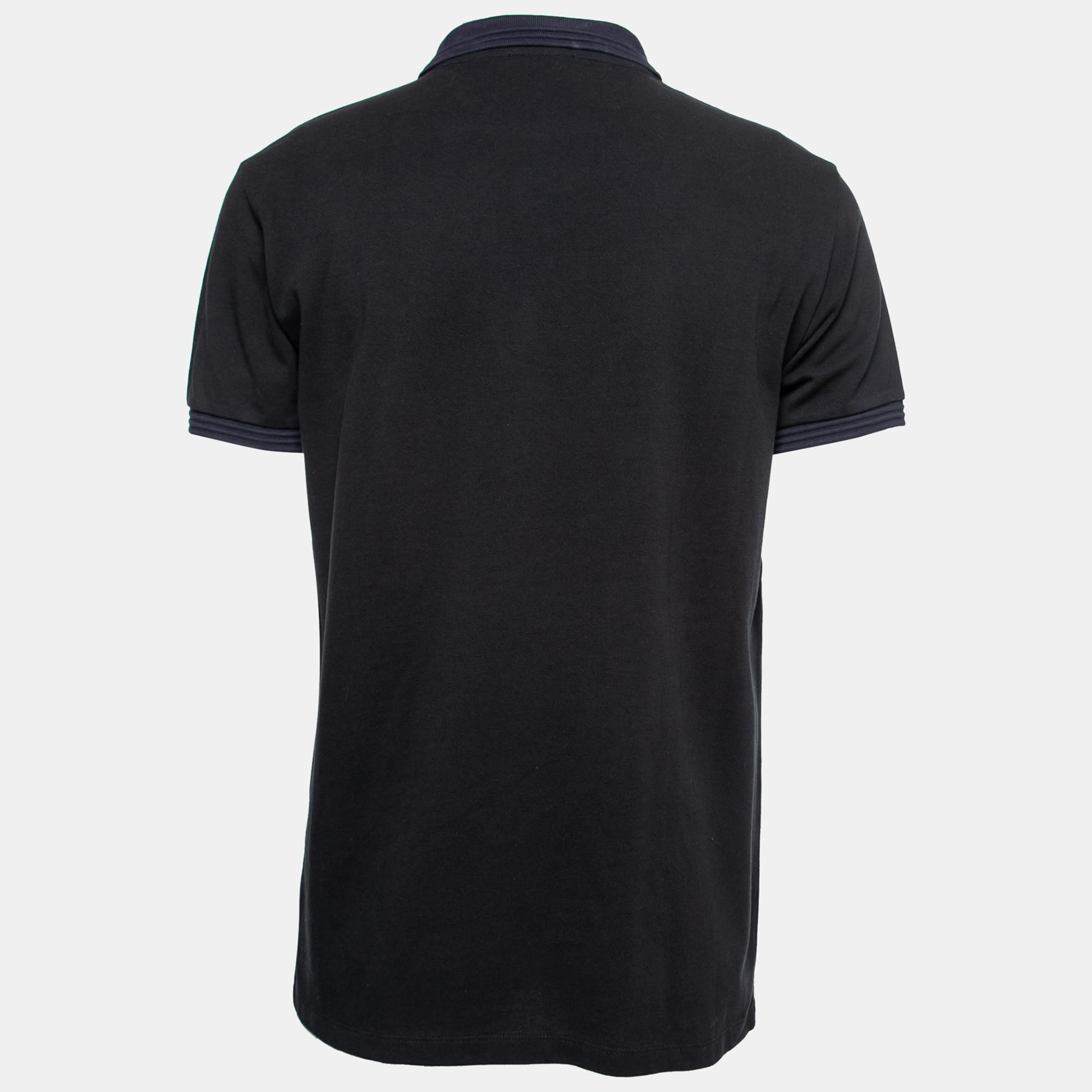 

Emporio Armani Black Cotton Pique Contrast Trimmed Polo T-Shirt
