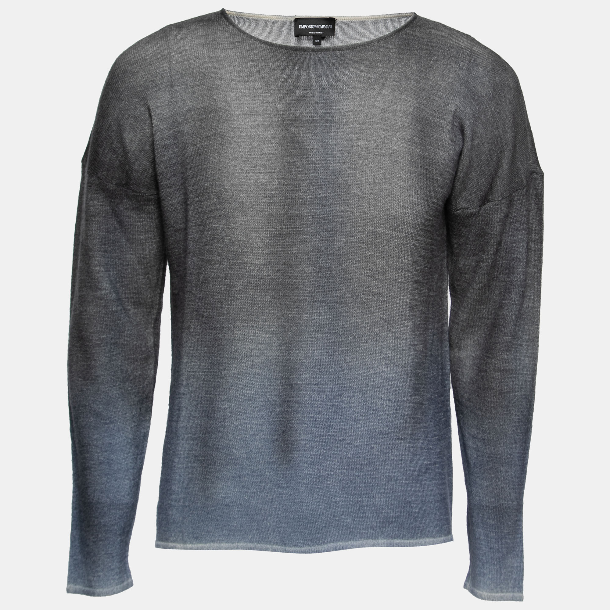 Pre-owned Emporio Armani Grey Ombre Effect Wool Sweater Xl