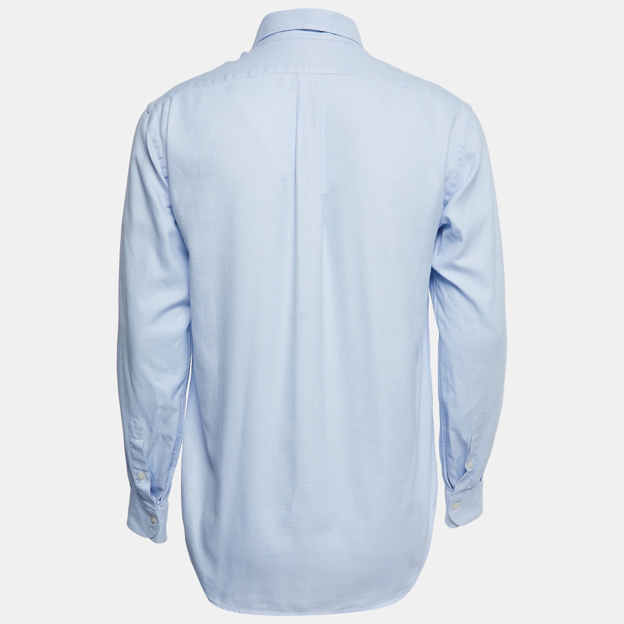

Emporio Armani Blue Patterned Cotton Button Down Shirt