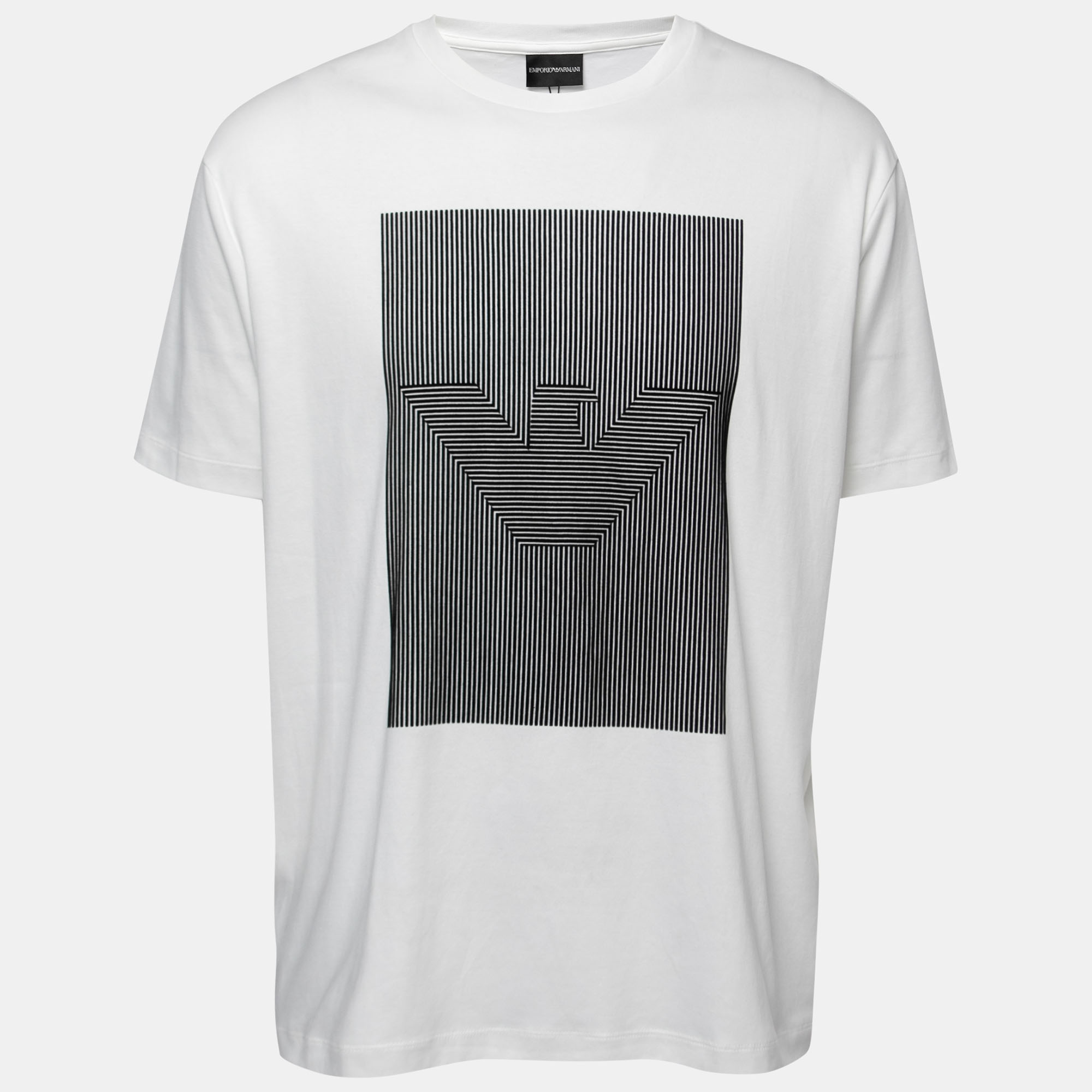 

Emporio Armani White Logo Flock Print Cotton Crew Neck T-Shirt 3XL