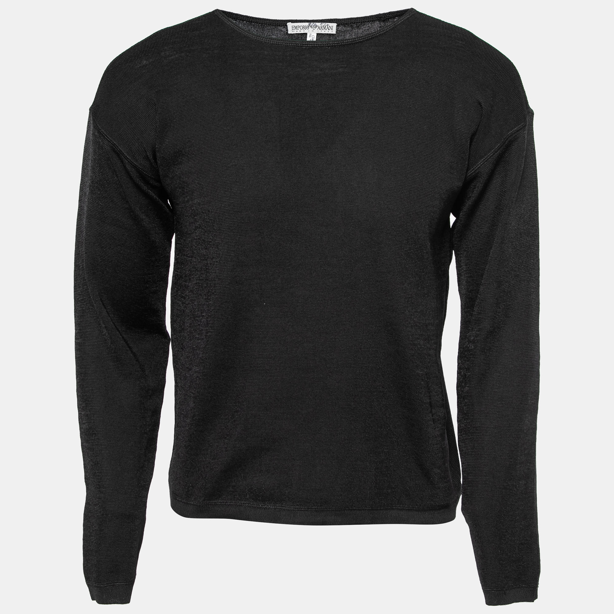 Pre-owned Emporio Armani Black Knit Long Sleeve Jumper L