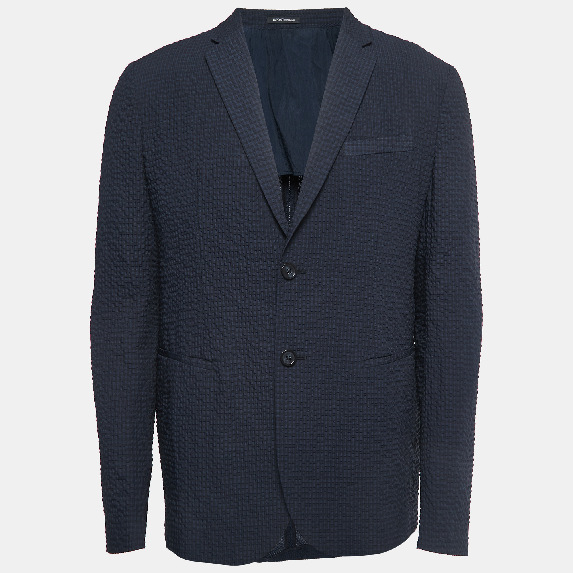 

Emporio Armani Navy Blue Patterned Synthetic Single Breasted Blazer