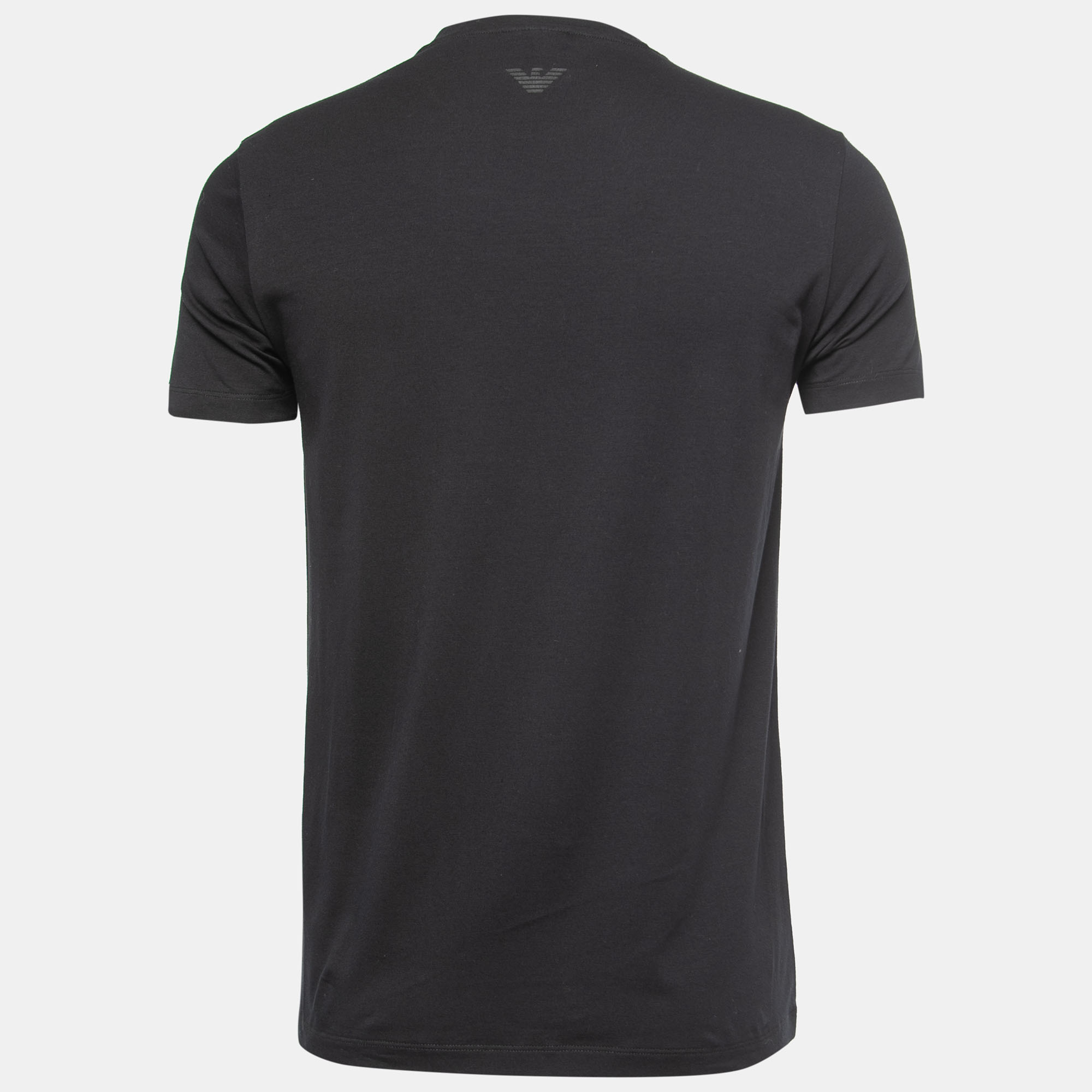 

Emporio Armani Black Logo Print Cotton Crew Neck Half Sleeve T-Shirt