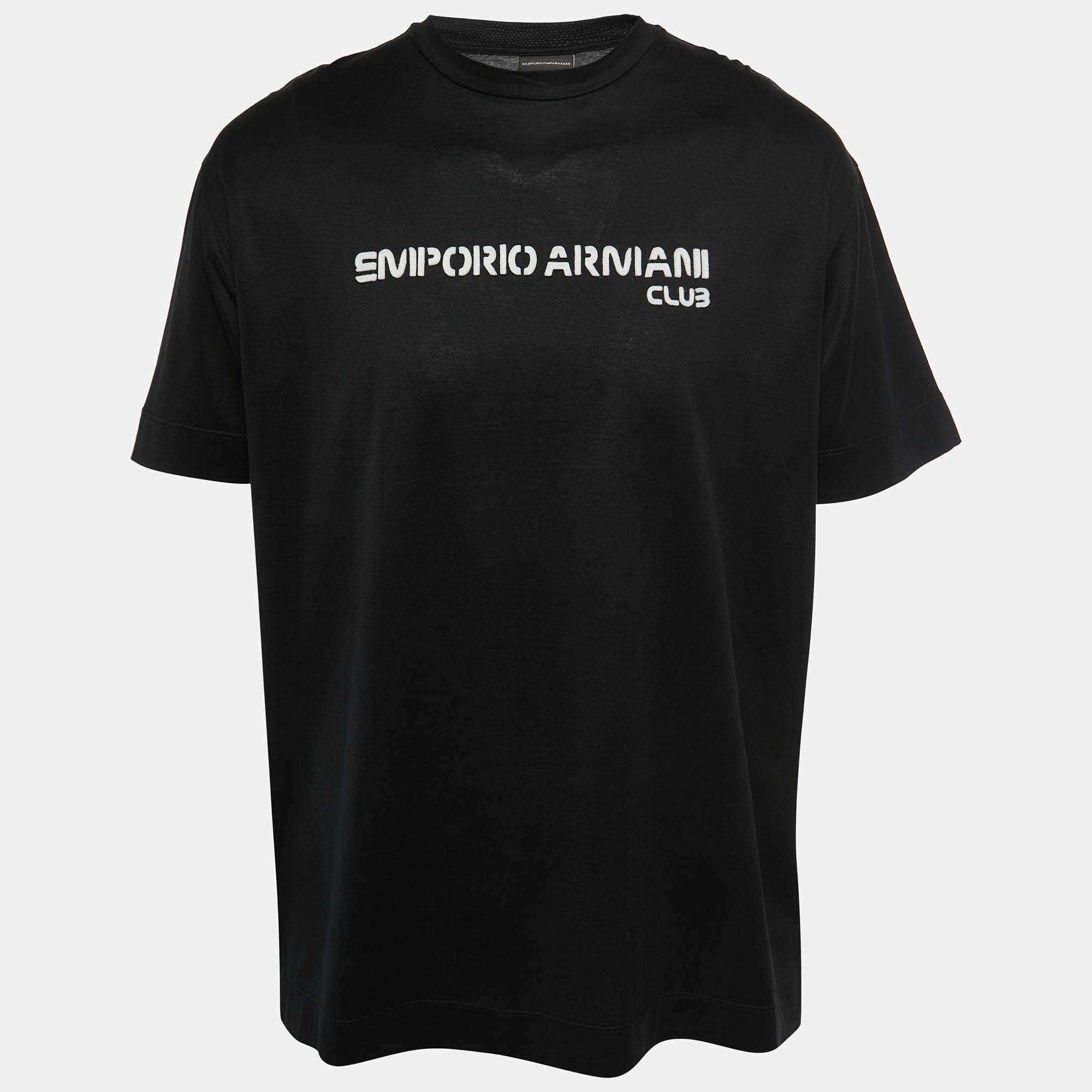 Pre-owned Emporio Armani Black Knit Logo Detail Crew Neck T-shirt Xxl