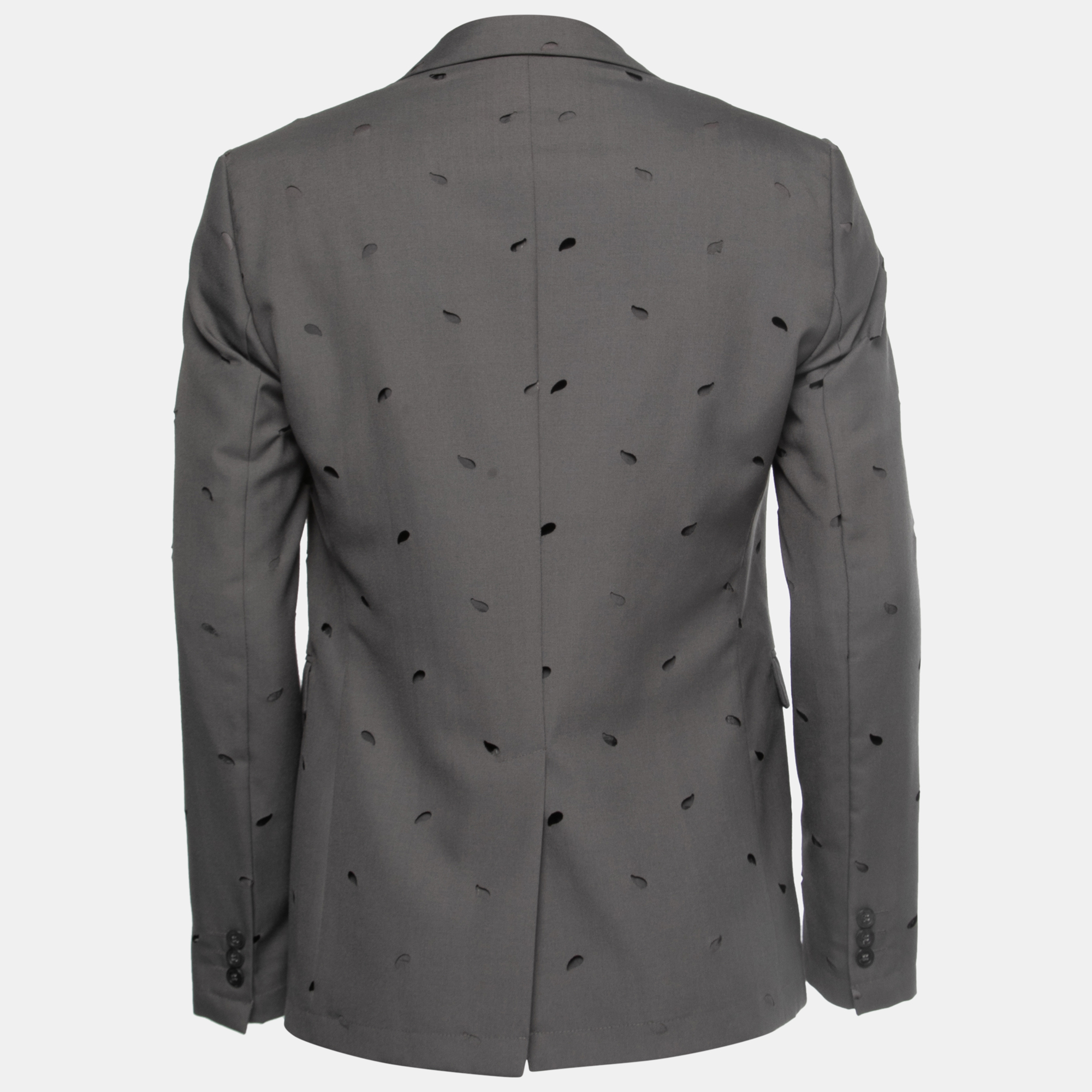 

Emporio Armani Grey Wool Blend Cut-Out Detail Single Breasted Blazer