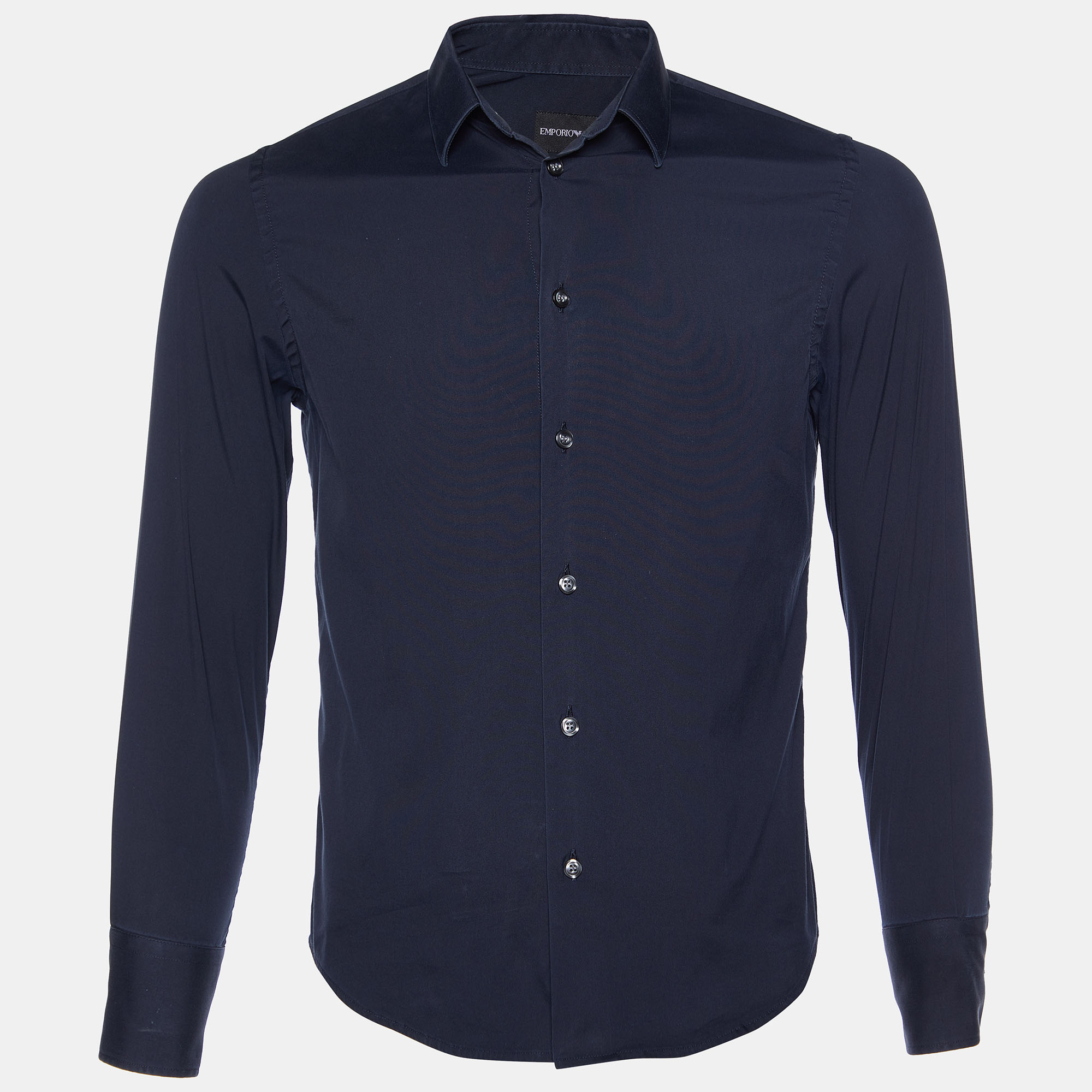 

Emporio Armani Navy Blue Cotton Button Front Shirt