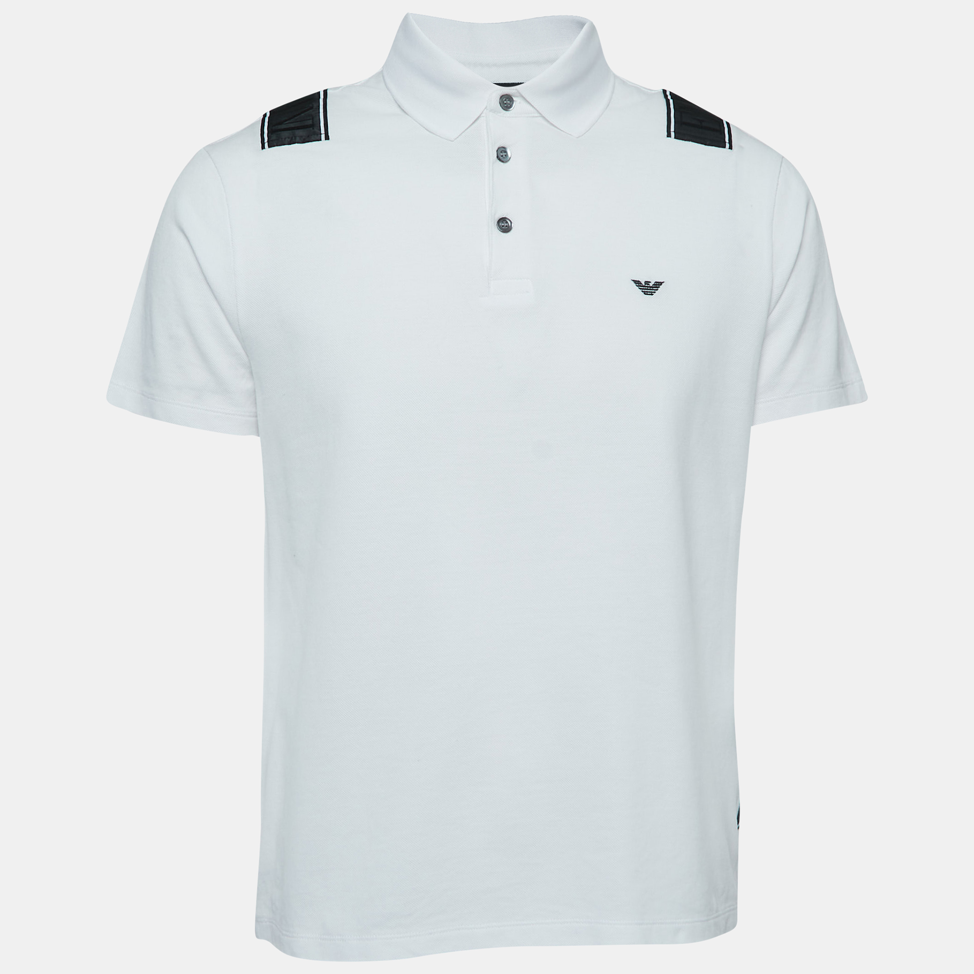 Pre-owned Emporio Armani White Cotton Logo Detailed Polo T-shirt Xxl