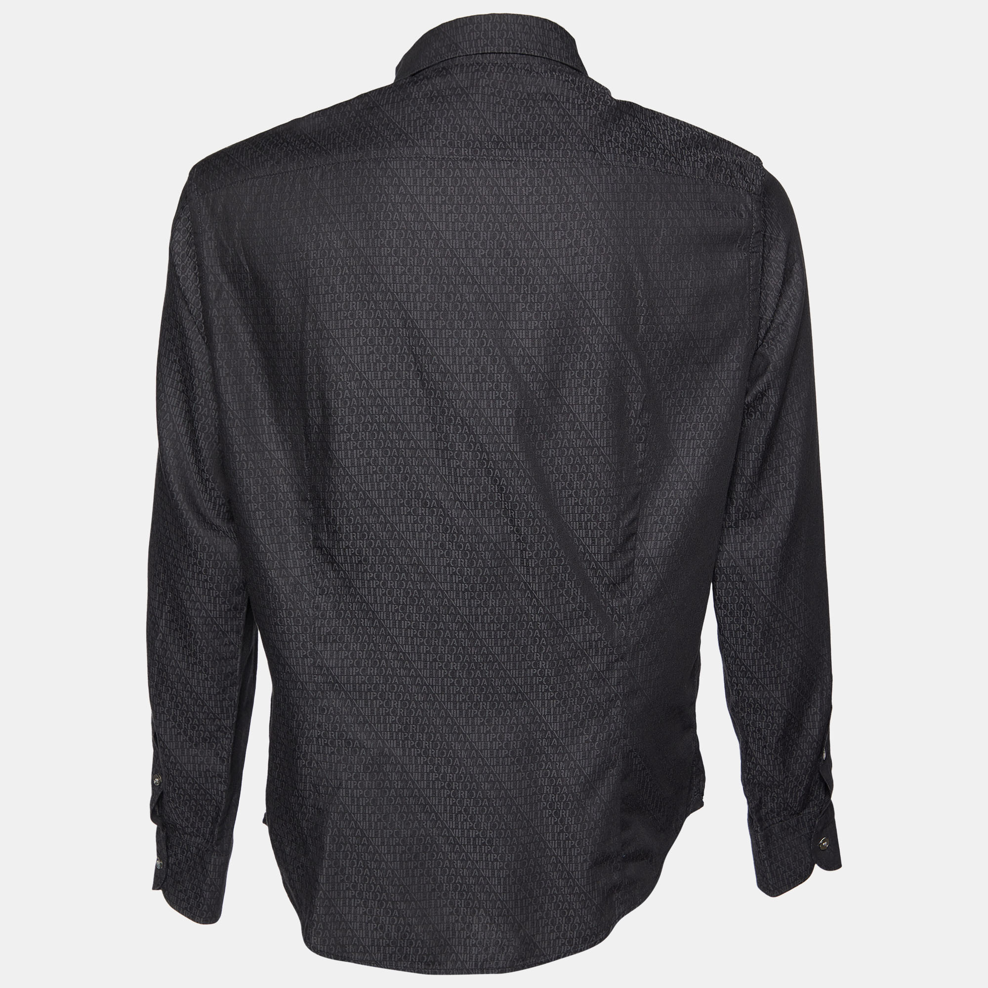 

Emporio Armani Black Logo Pattern Cotton Regular Fit Shirt
