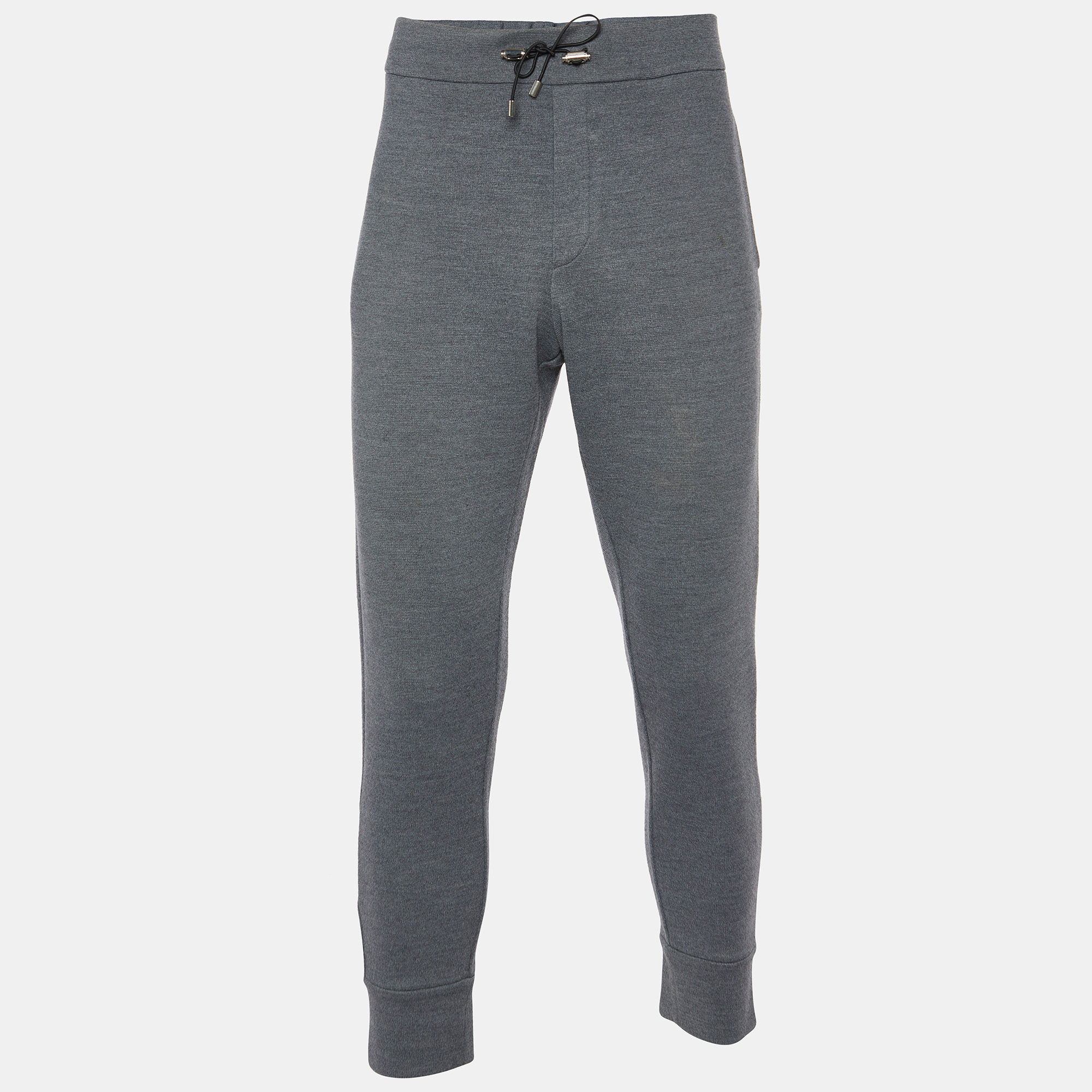 Pre-owned Emporio Armani Grey Knit Jogger Trousers Xl