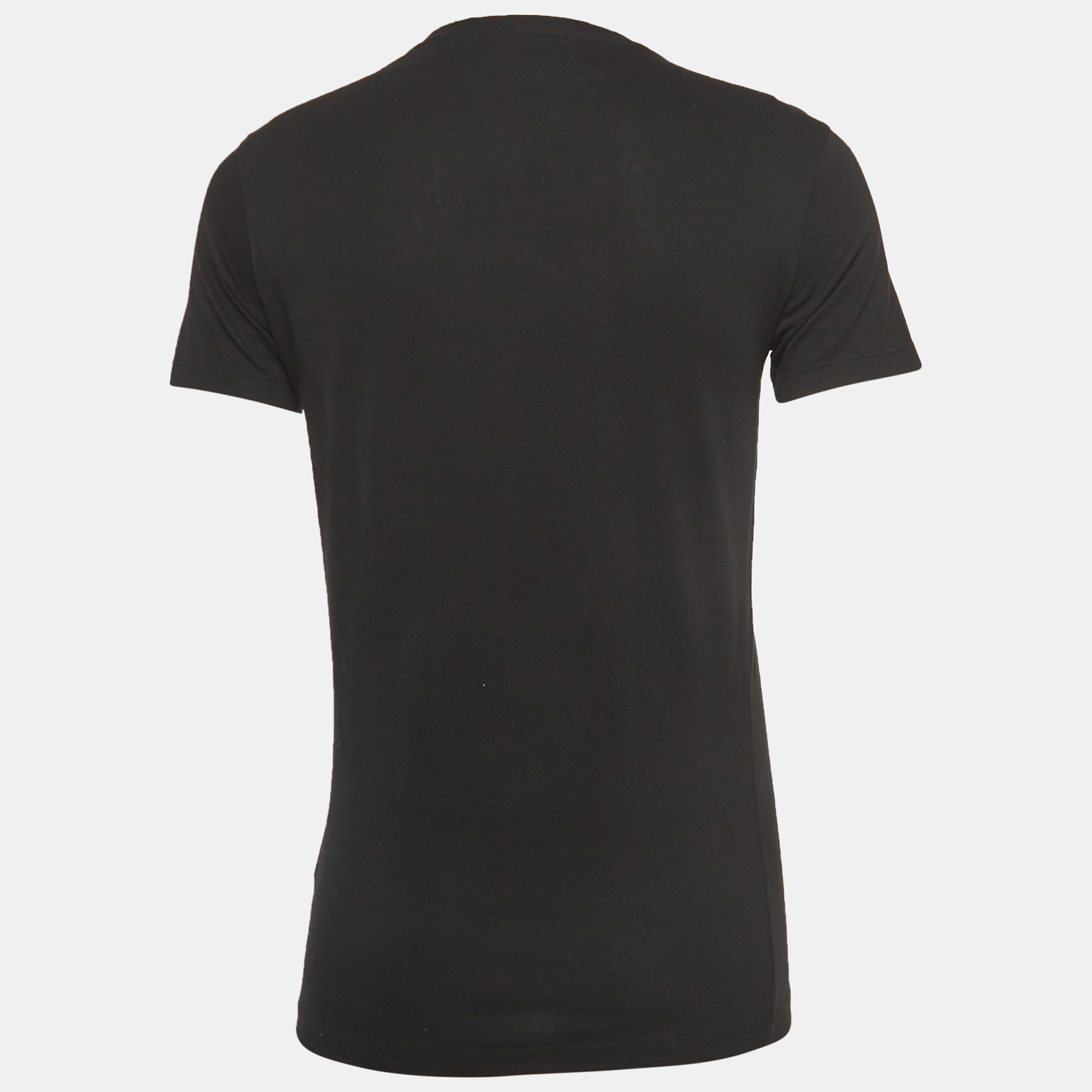 

Emporio Armani Black Logo Print Cotton Crew Neck T-Shirt