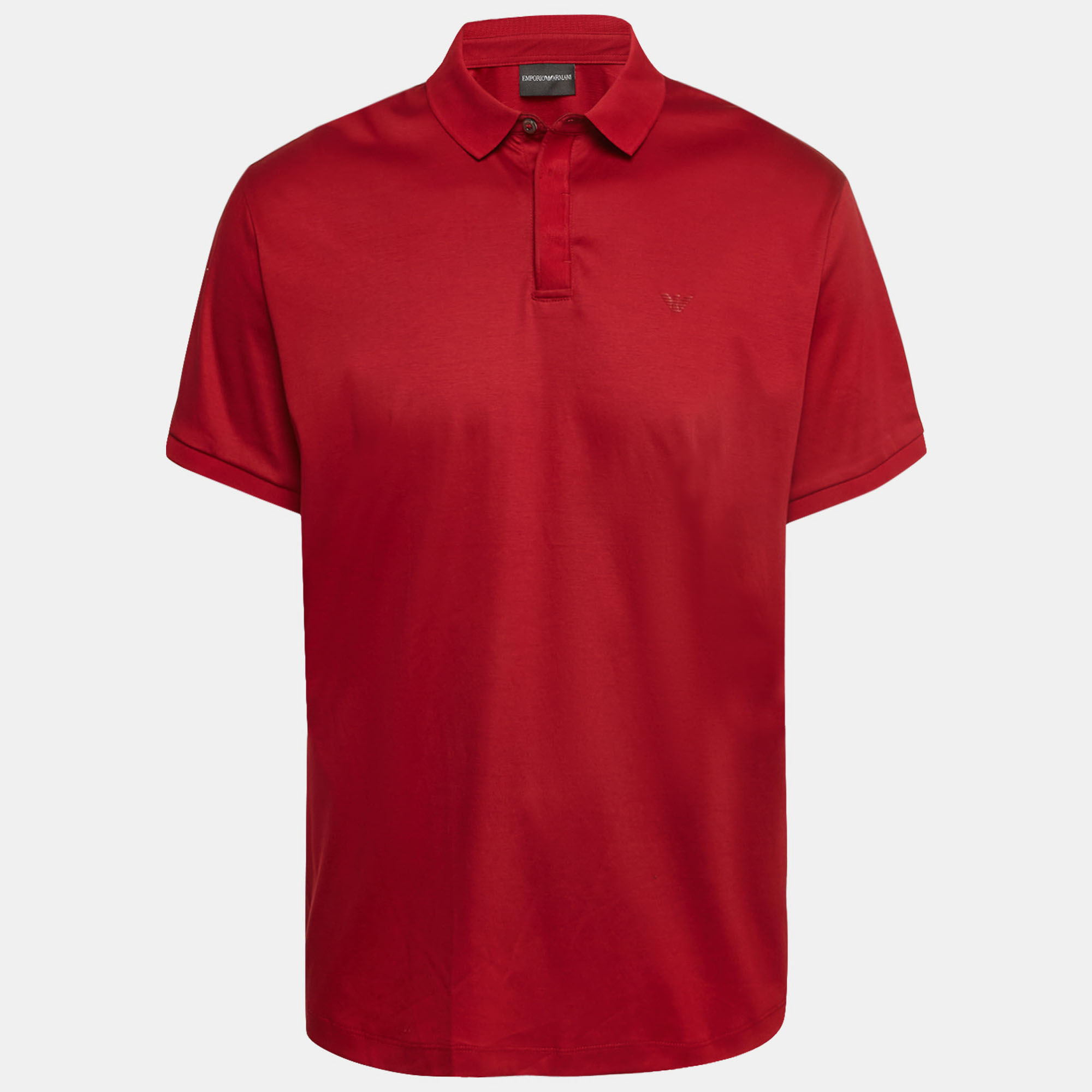 Pre-owned Emporio Armani Red Cotton Knit Polo T-shirt Xxl