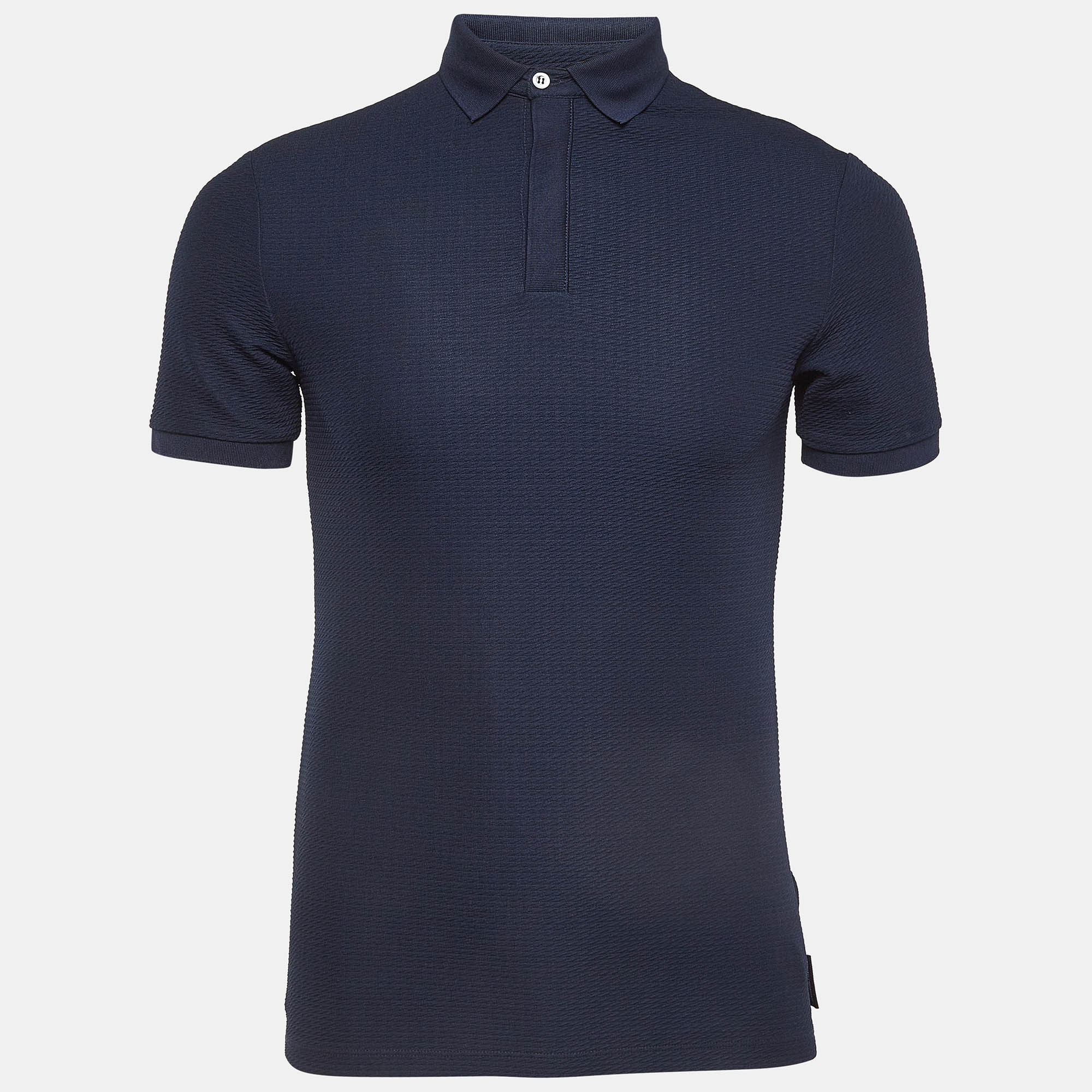 

Emporio Armani Navy Blue Patterned Knit Polo Tshirt S