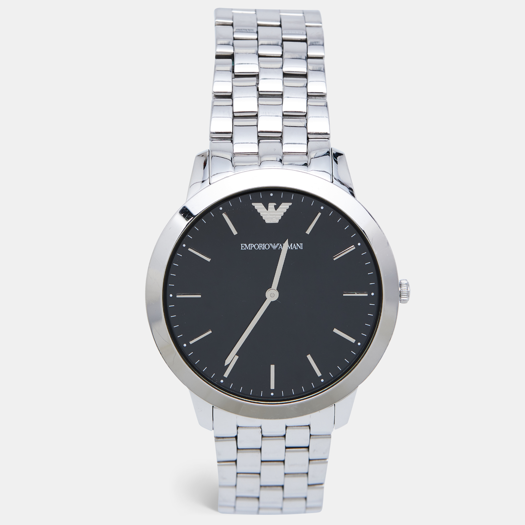 

Emporio Armani Black Stainless Steel Retro AR1744 Men's Wristwatch, Silver