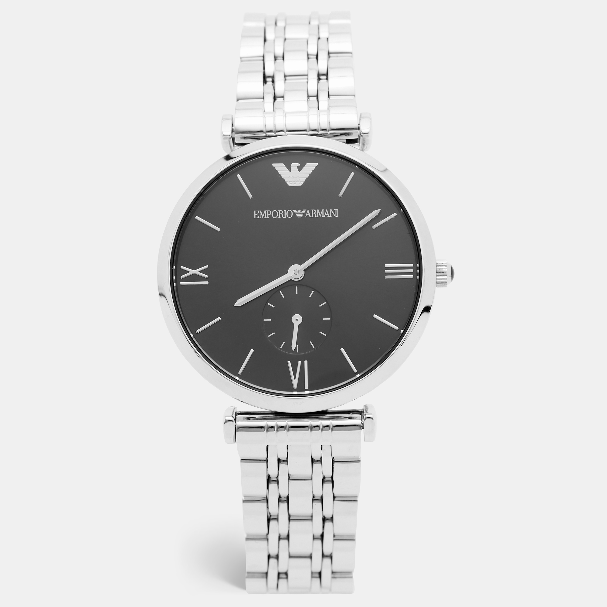

Emporio Armani Classic AR1676 Black Dial Stainless Steel Men's Wristwatch 40 mm, Silver