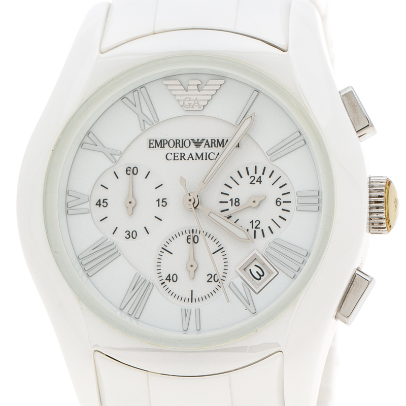 serveerster jas tactiek Emporio Armani White Ceramic AR1403 Men's Wristwatch 42MM Emporio Armani |  TLC