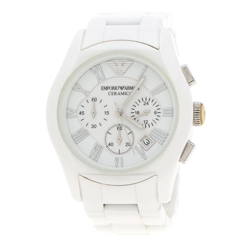 white ceramic watch armani