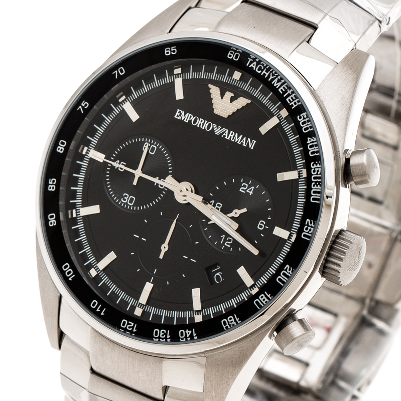 Emporio Armani Black Stainless Steel AR5980 Men's Wristwatch 43 mm ...