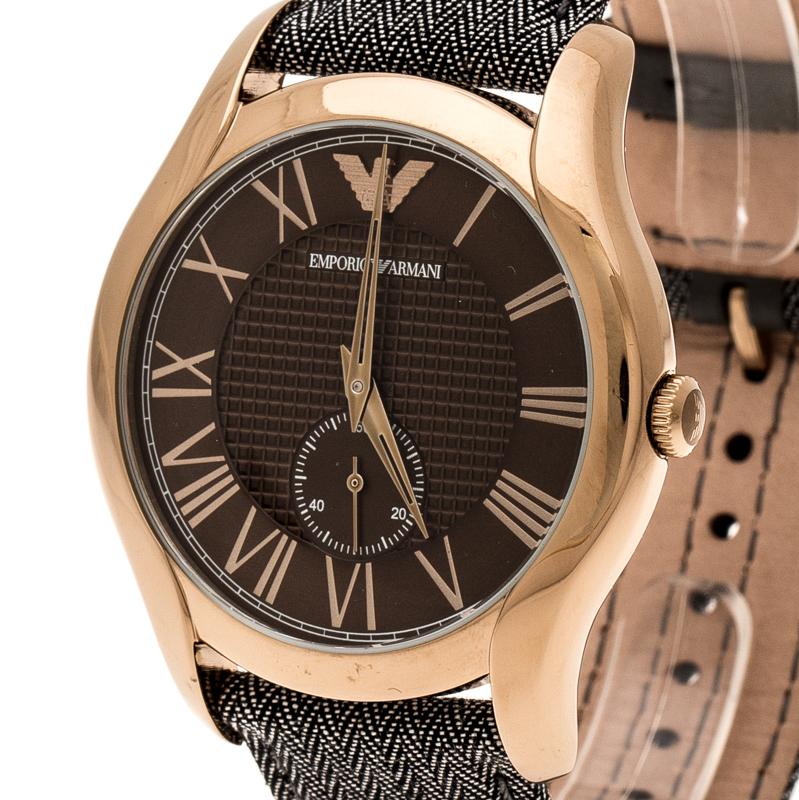 

Emporio Armani Brown Stainless Steel Dress Grey Fabric AR1985 Men's Wristwatch