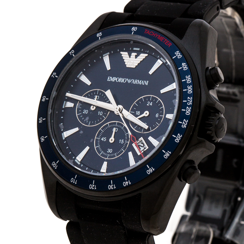 

Emporio Armani Blue Black PVD Coated Stainless Steel AR6121 Chronograph Men's Wristwatch