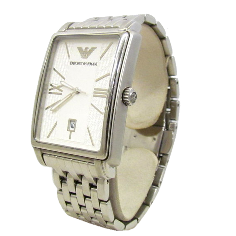 

Emporio Armani Silver Stainless Ar-0137 Square Face Analog Quartz Men's Wristwatch
