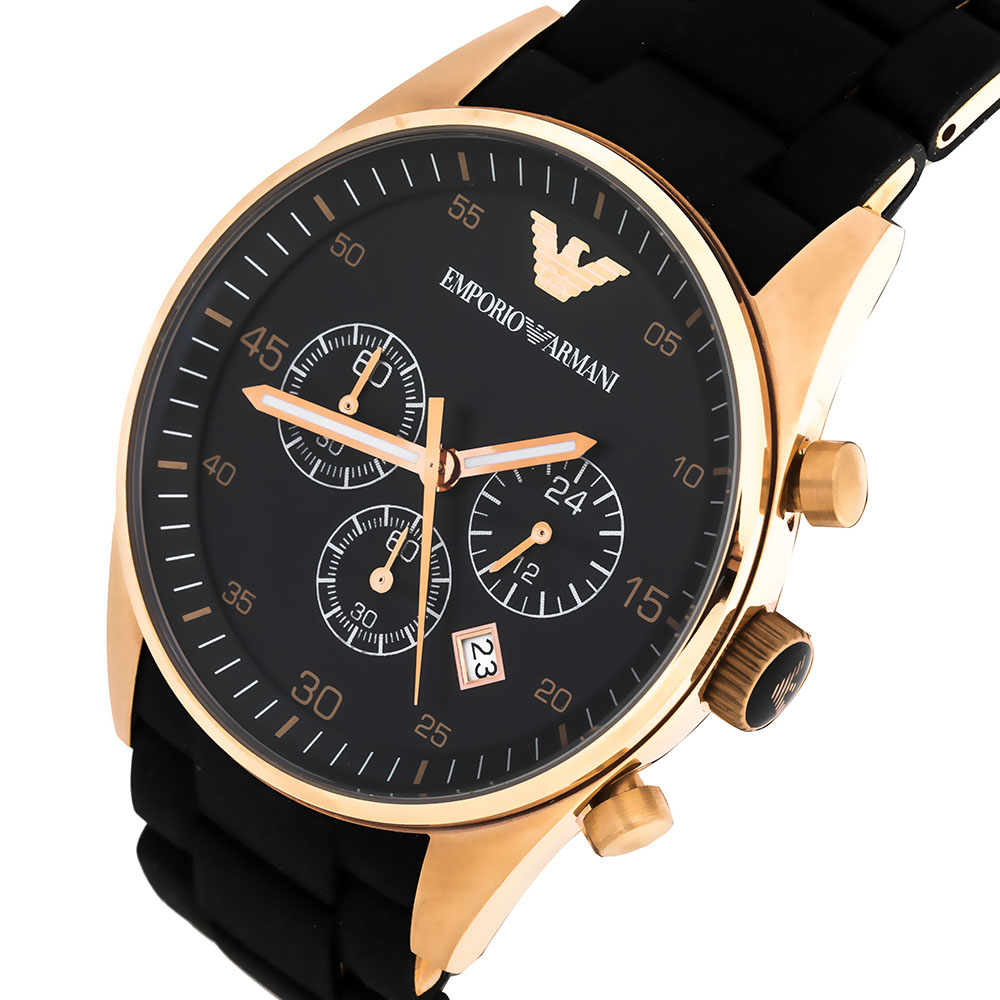 

Emporio Armani Black Rose Gold Tone Stainless Steel AR5905 Men's Wristwatch
