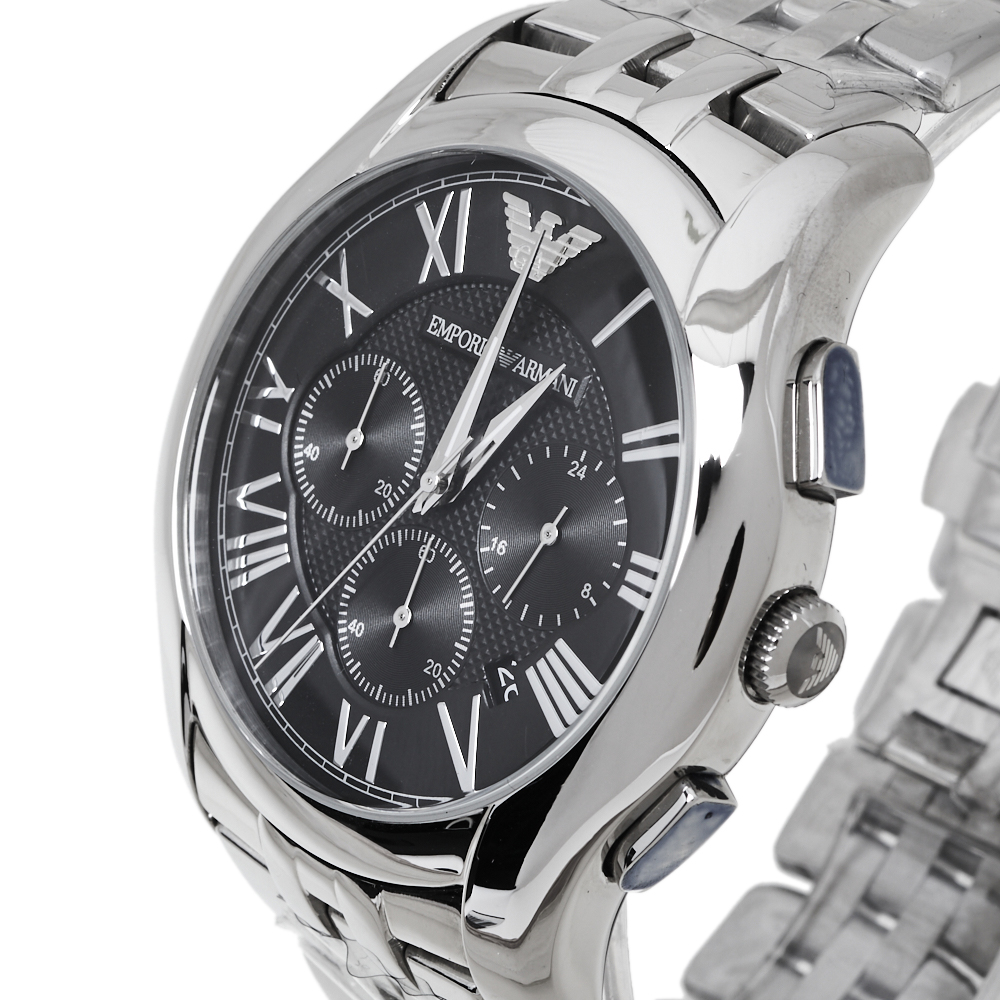 

Emporio Armani Black Stainless Steel Classic Chronograph AR1786 Men's Wristwatch, Silver