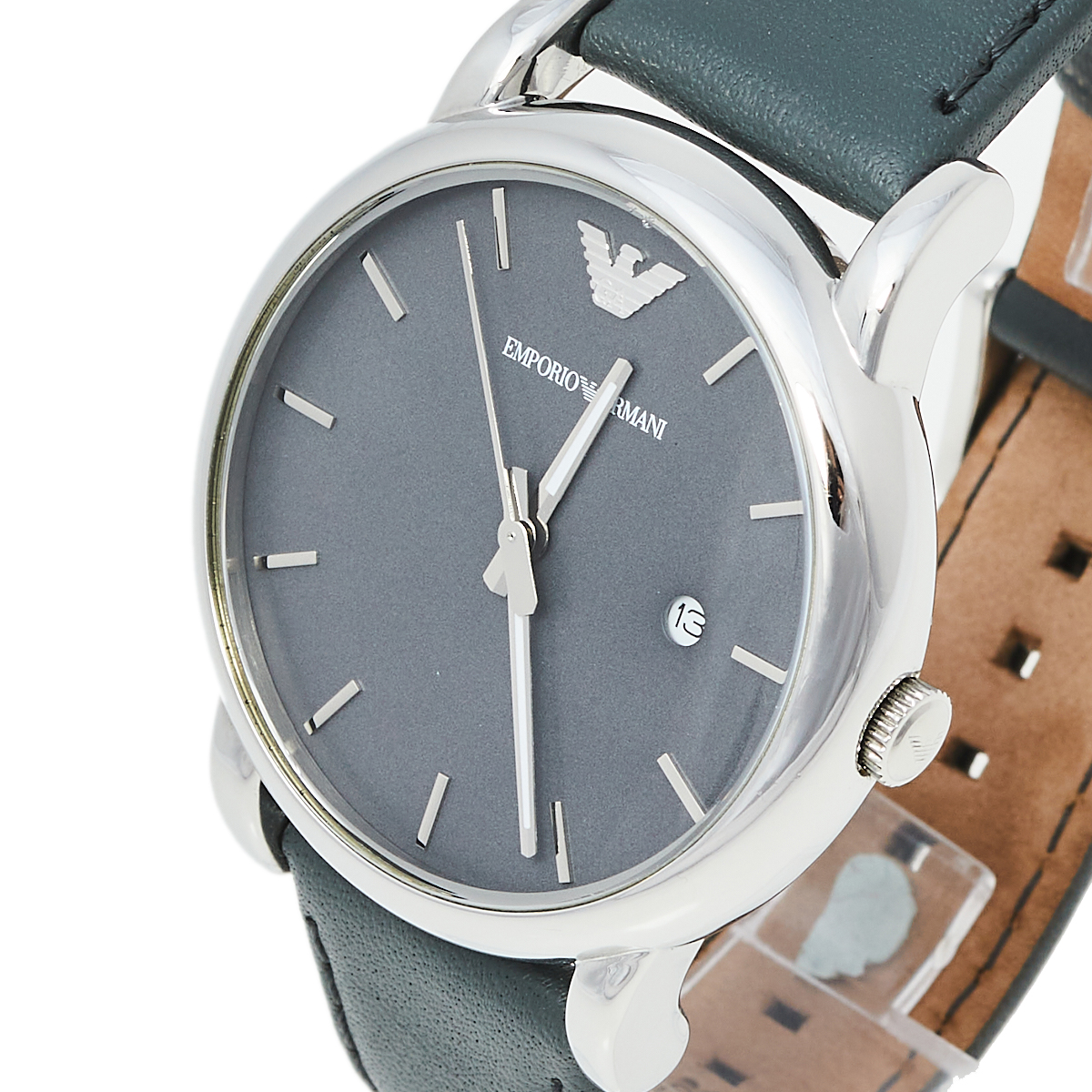 

Emporio Armani Grey Stainless Steel Leather AR1730 Men's Wristwatch, Black