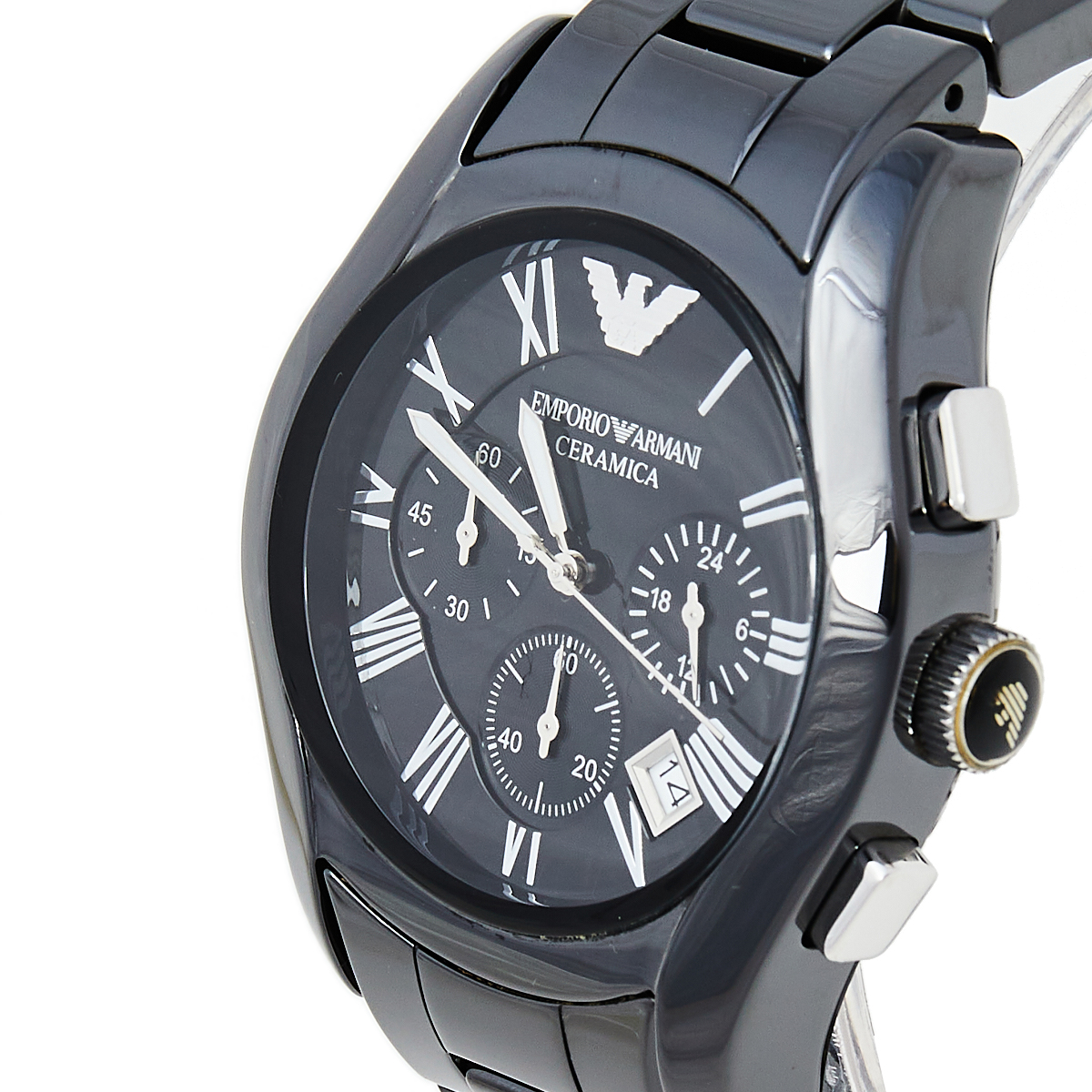 

Emporio Armani Black Ceramic and Stainless Steel Ceramica AR1410 Men's Wristwatch