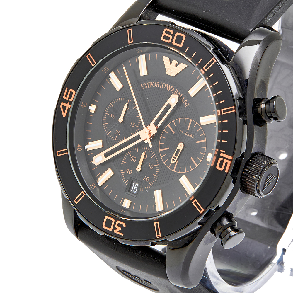 

Emporio Armani Black PVD Coated Stainless Steel Rubber Sportivo AR5946 Men's Wristwatch