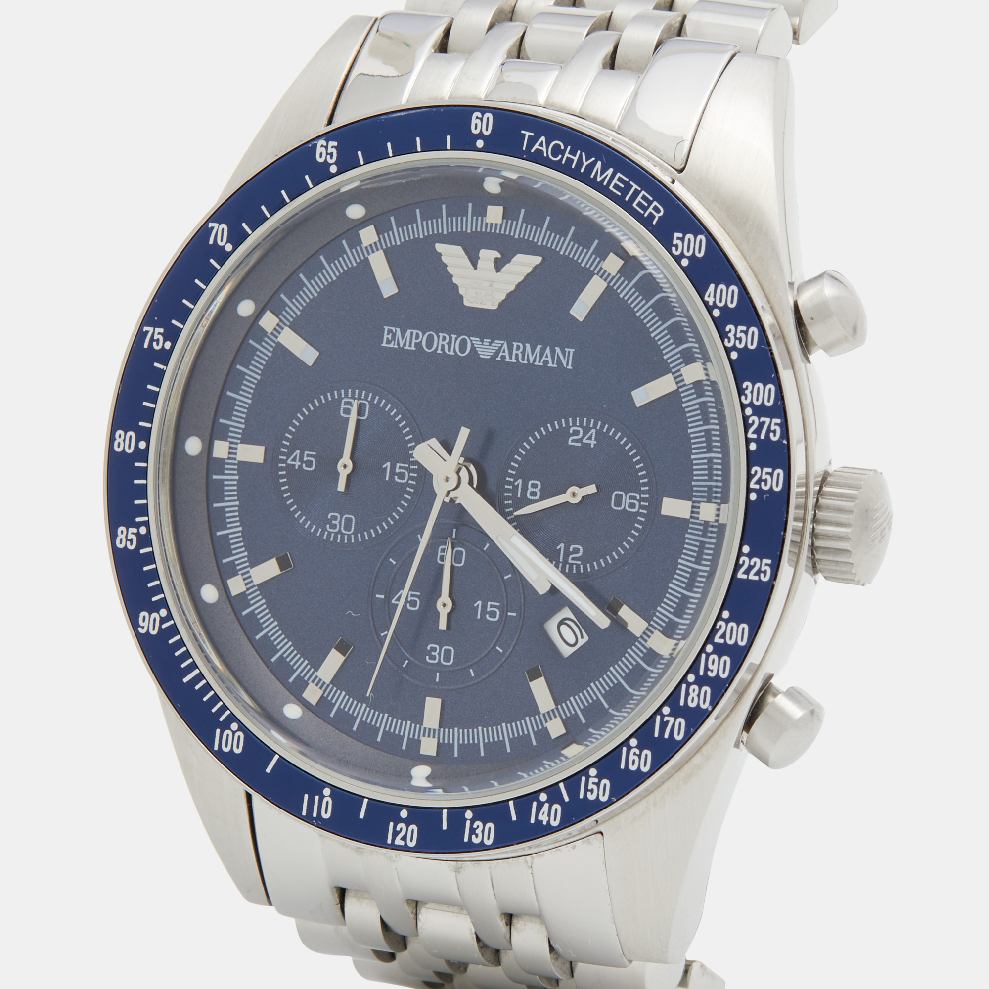 

Emporio Armani Blue Stainless Steel Sportivo AR6072 Men's Wristwatch, Silver