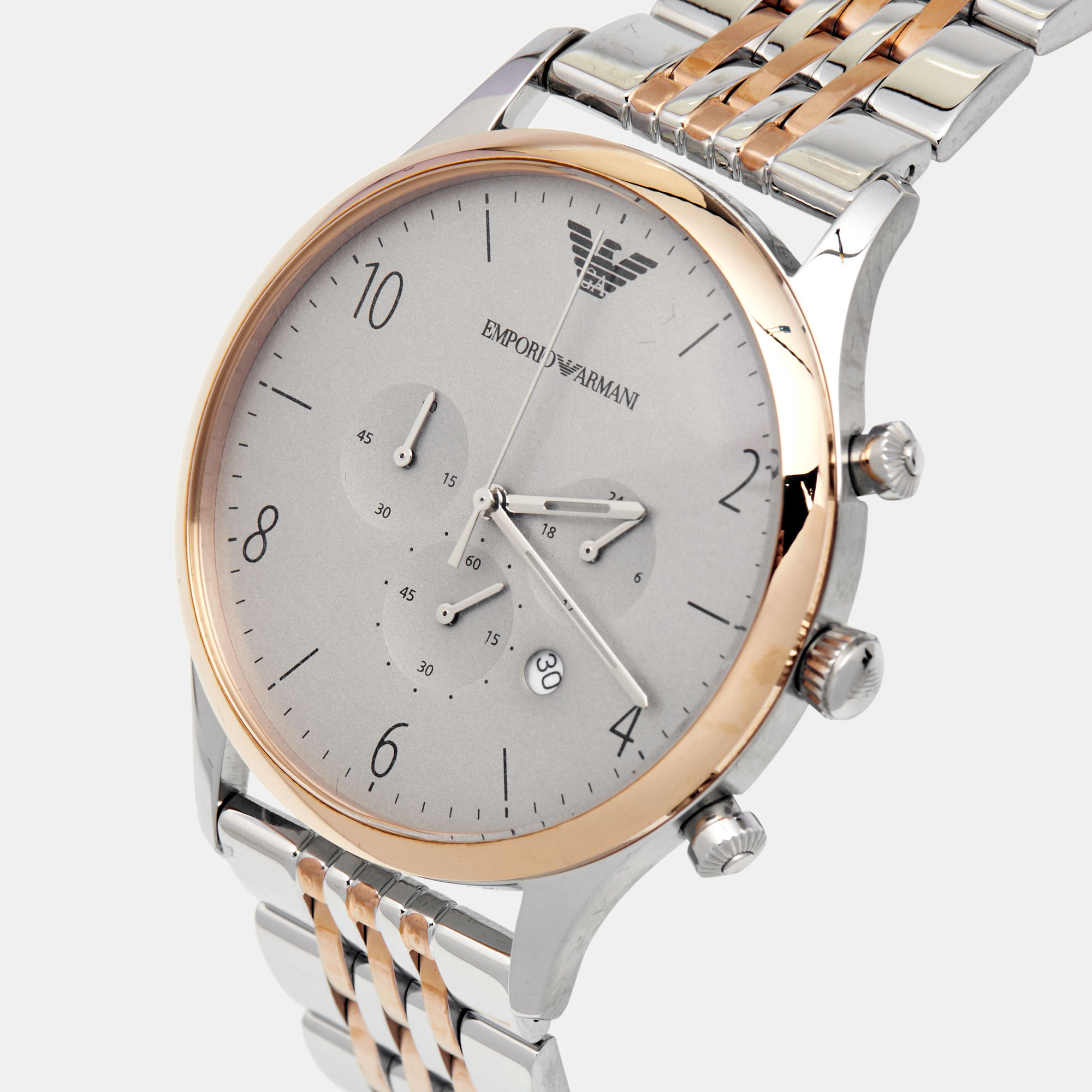 

Emporio Armani Silver Grey Two-Tone Stainless Steel AR1864 Men's Wristwatch