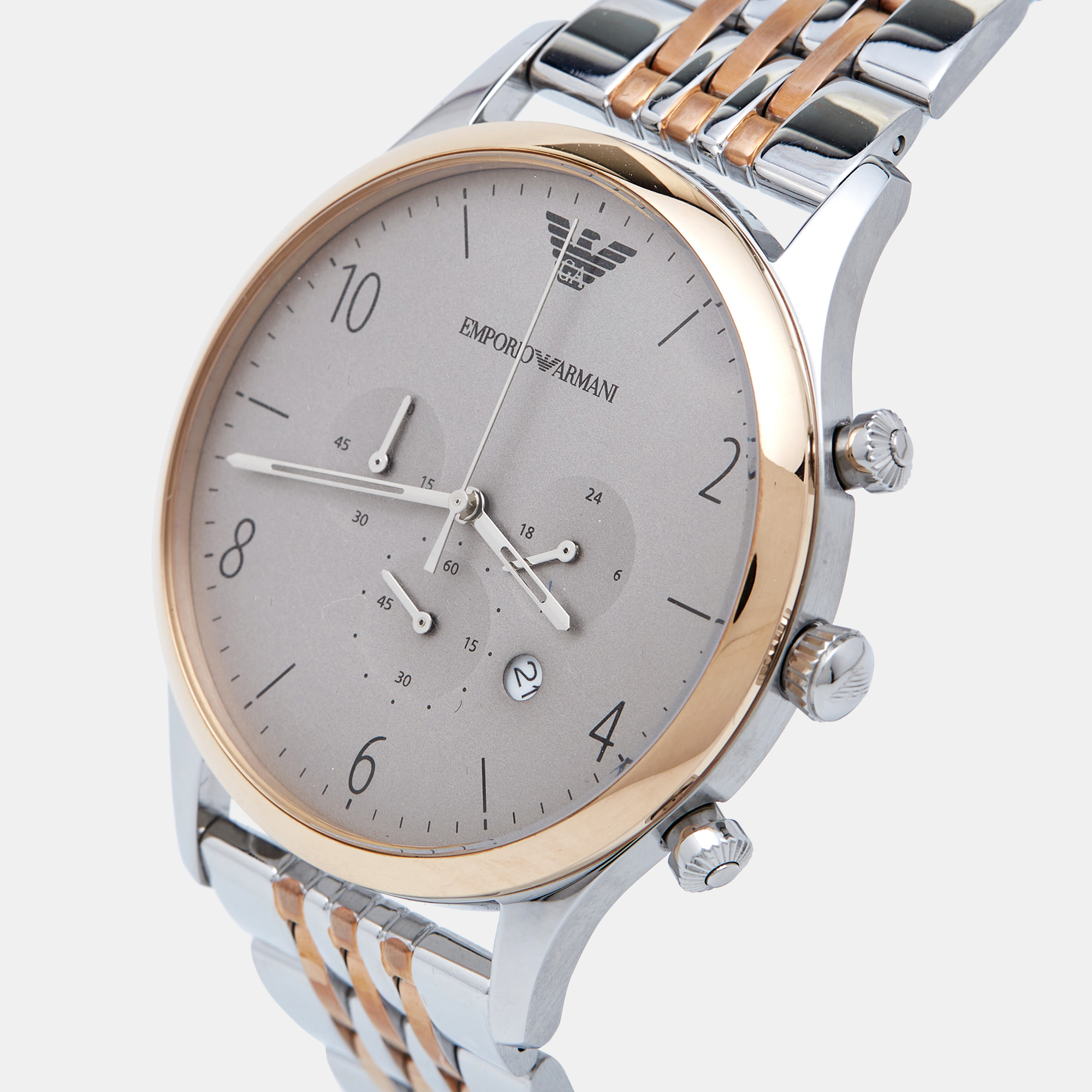 

Emporio Armani Silver Grey Two-Tone Stainless Steel AR1864 Men's Wristwatch
