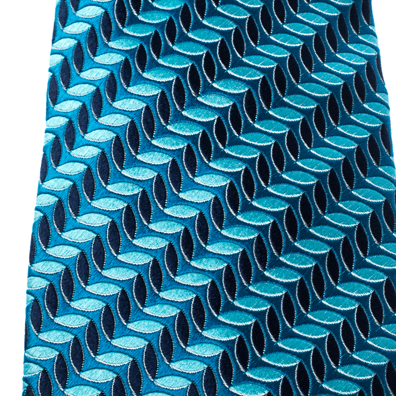 

Ermenegildo Zegna Blue Diagonal Leaf Woven Silk Tie