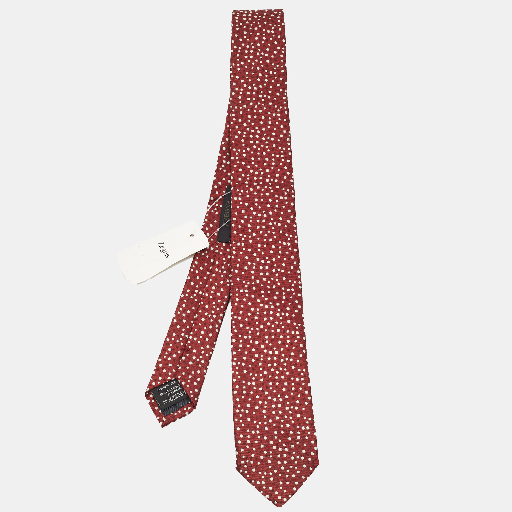 Pre-owned Ermenegildo Zegna Red Patterned Silk Skinny Tie