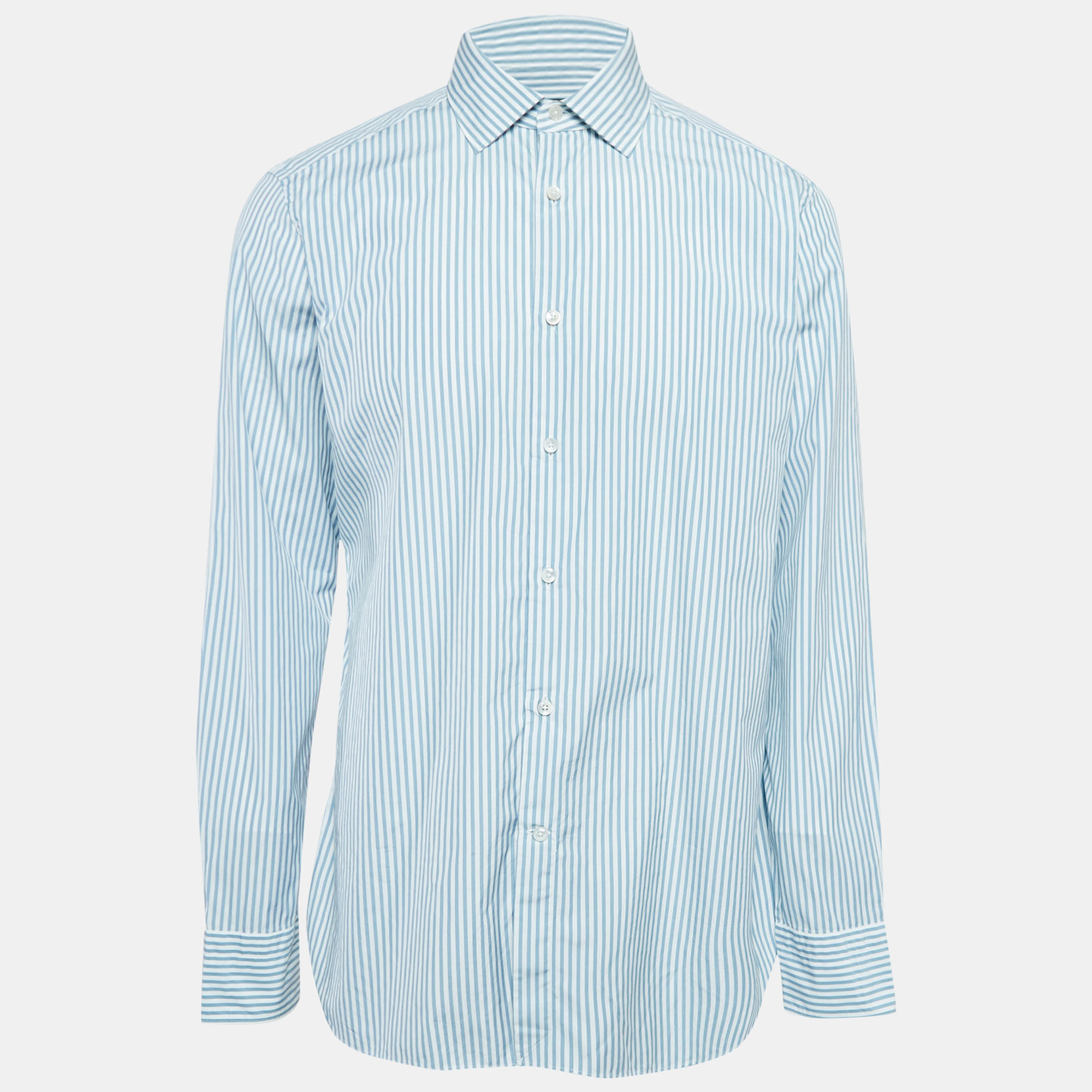 

Ermenegildo Zegna Blue Striped Cotton Shirt XL