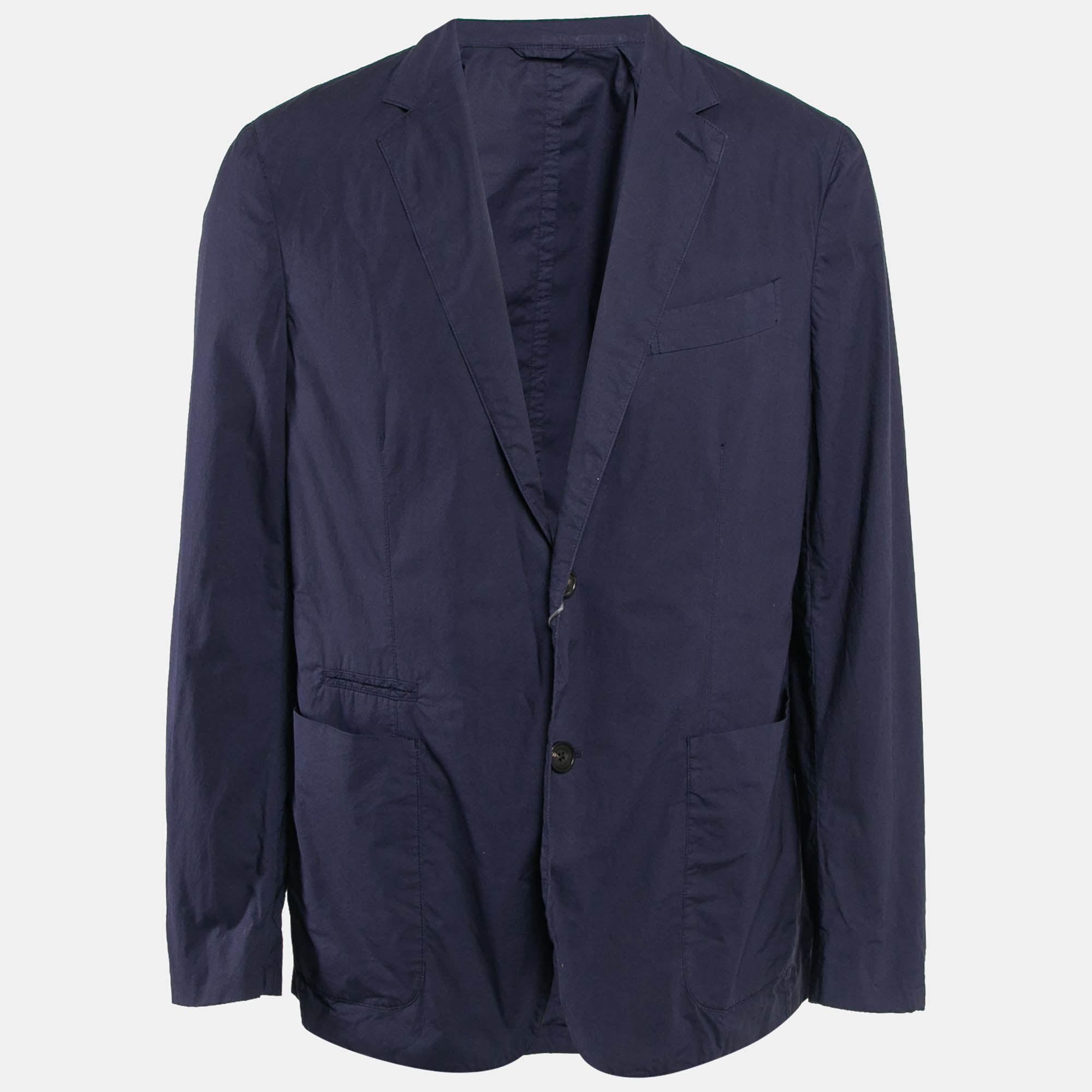 

Ermenegildo Zegna Navy Blue Cotton Single Breasted Blazer XL