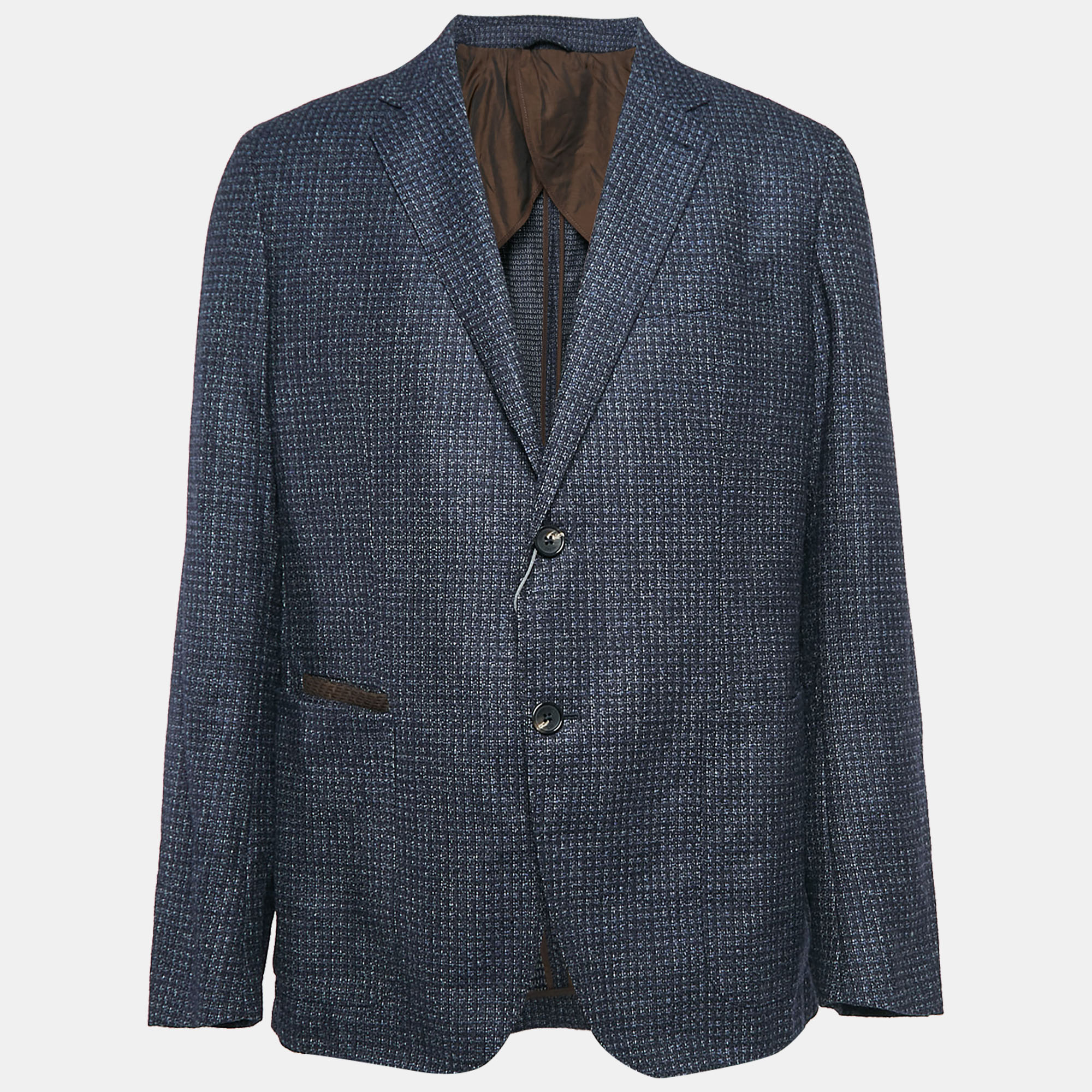 

Ermenegildo Zegna Navy Blue Patterned Wool Blazer XXL