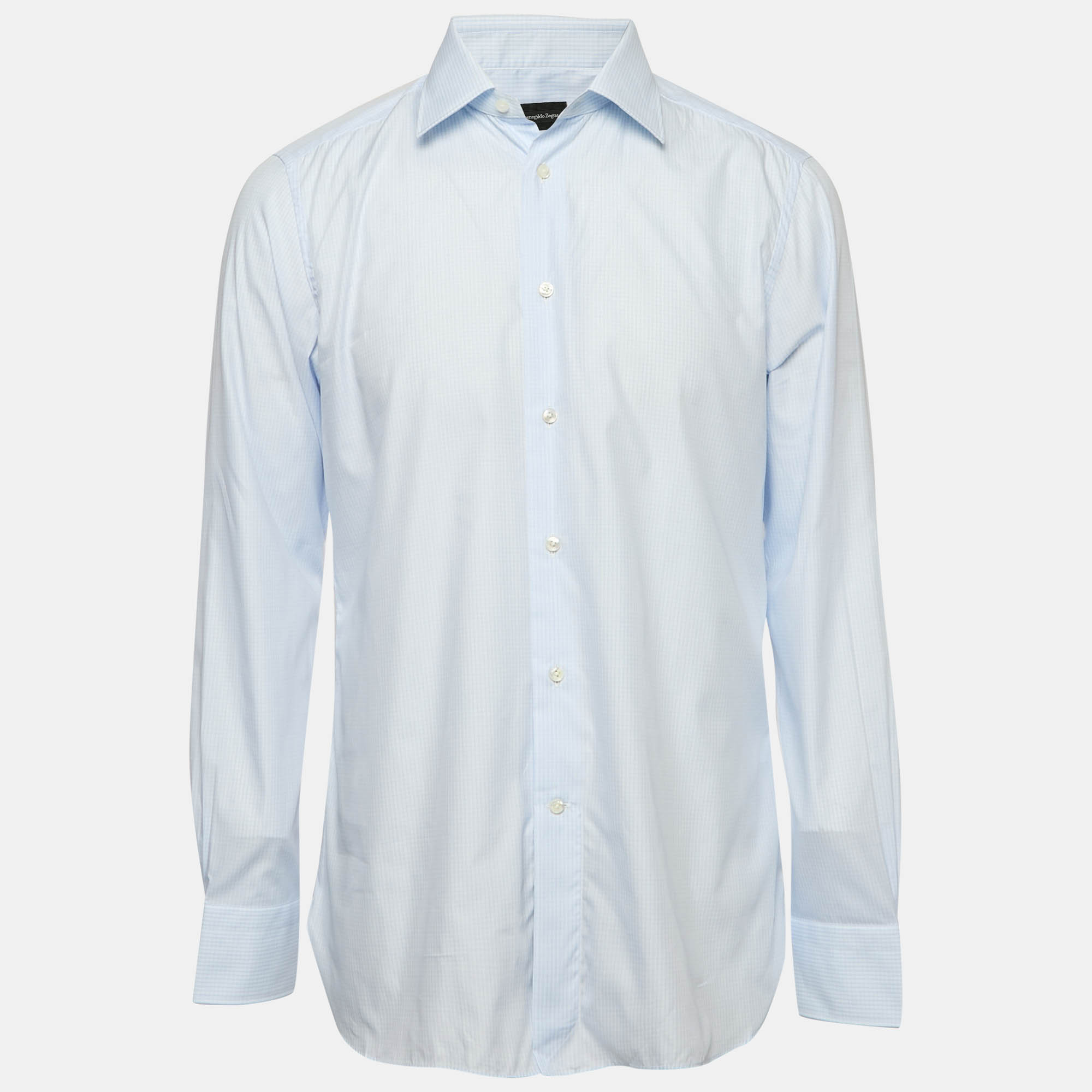 

Ermenegildo Zegna Blue Checks Cotton 100fili Shirt XL