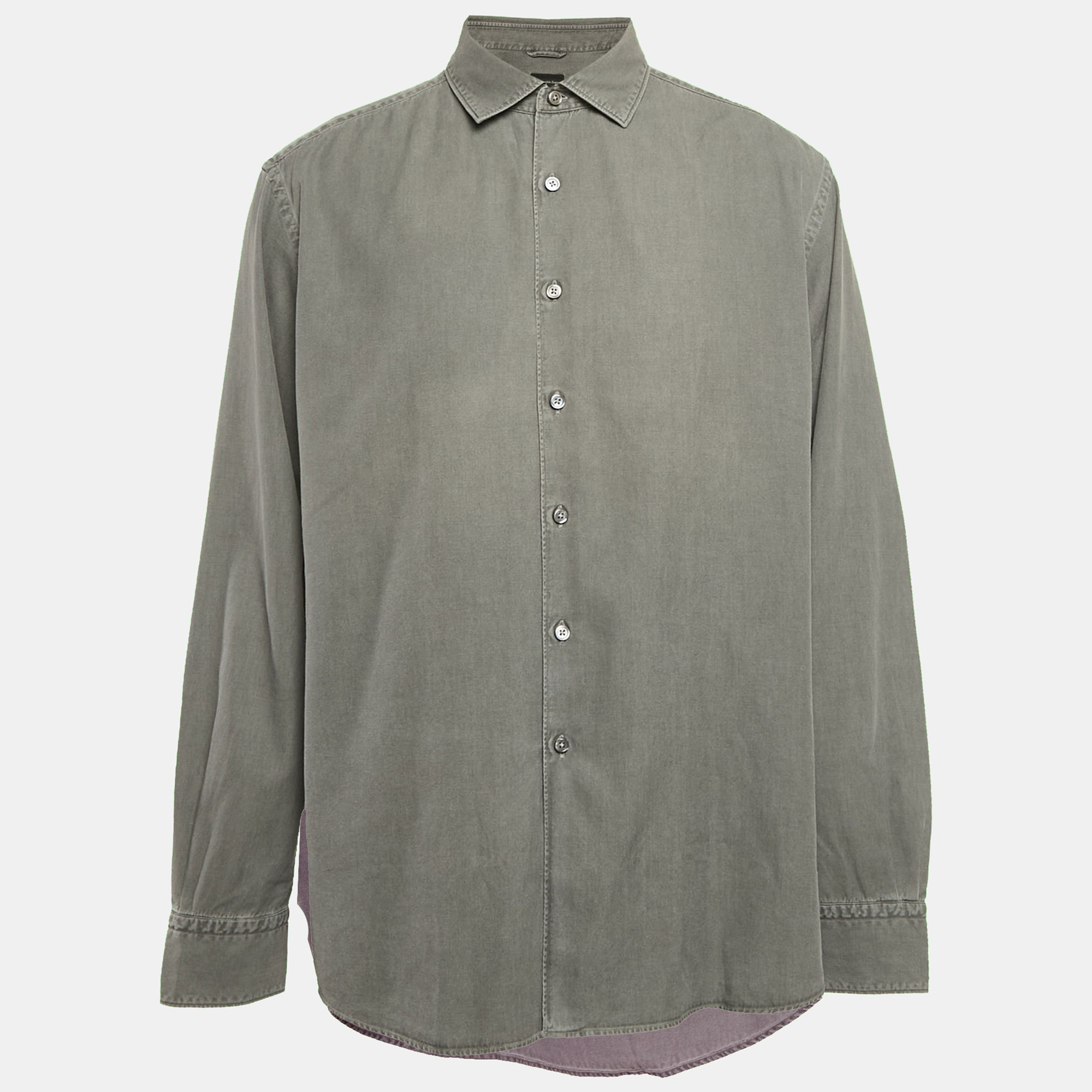 

Ermenegildo Zegna Grey Cotton Button Front Shirt XXL