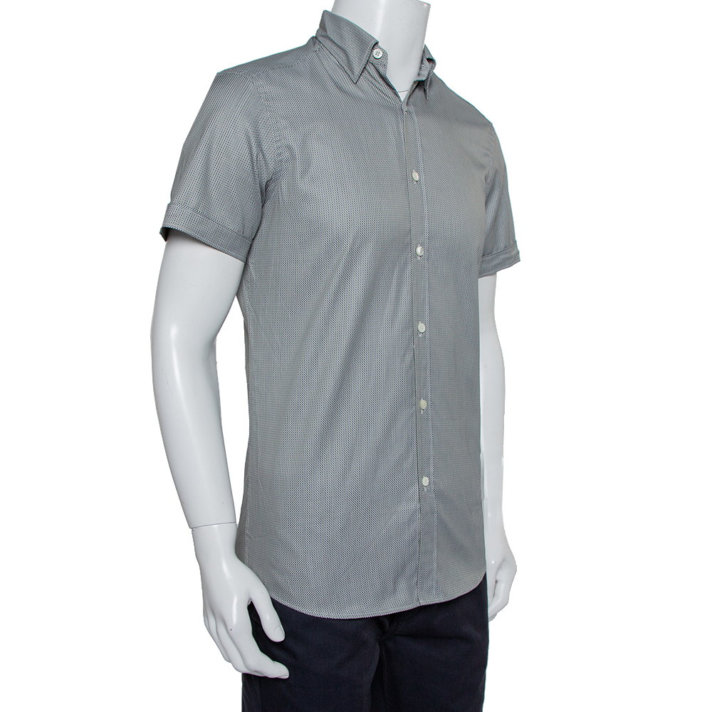 

Ermenegildo Zegna Grey Printed Cotton Short Sleeve Shirt