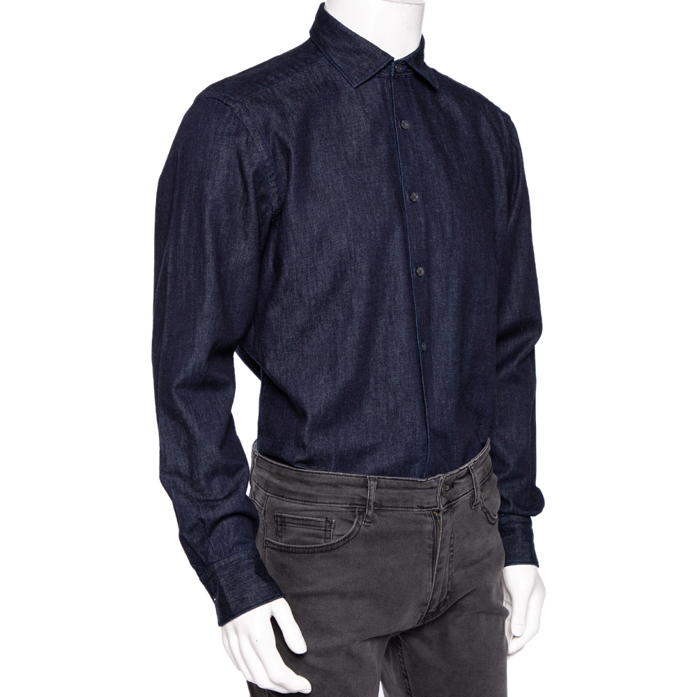 

Ermenegildo Zegna Blue Denim Button Front Shirt