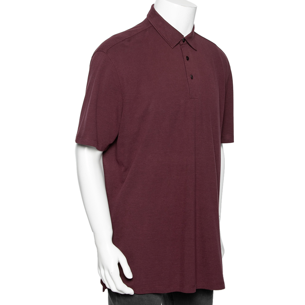 

Ermenegildo Zegna Burgundy Cotton Pique Polo T-Shirt