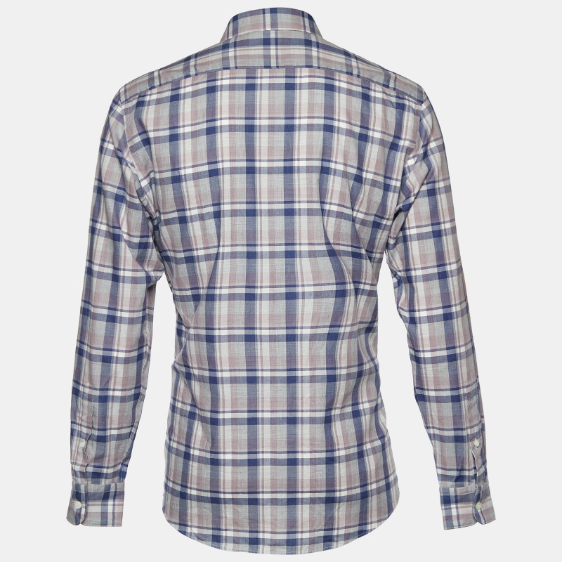 

Ermenegildo Zegna Blue Checked Cotton Long Sleeve Shirt