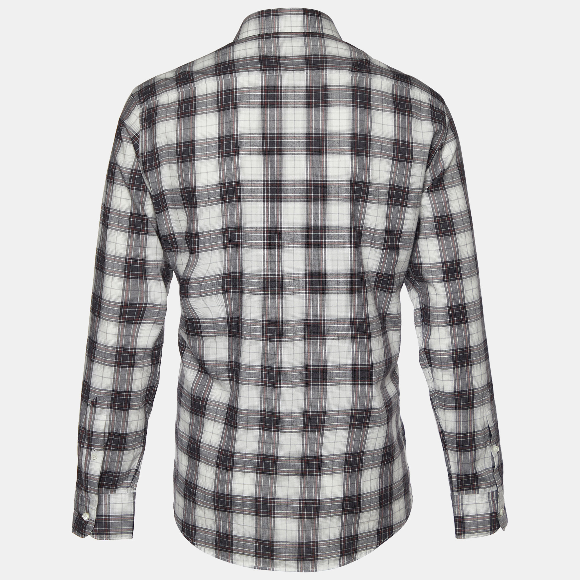 

Ermenegildo Zegna Light Grey Plaid Check Cotton Long Sleeve Shirt