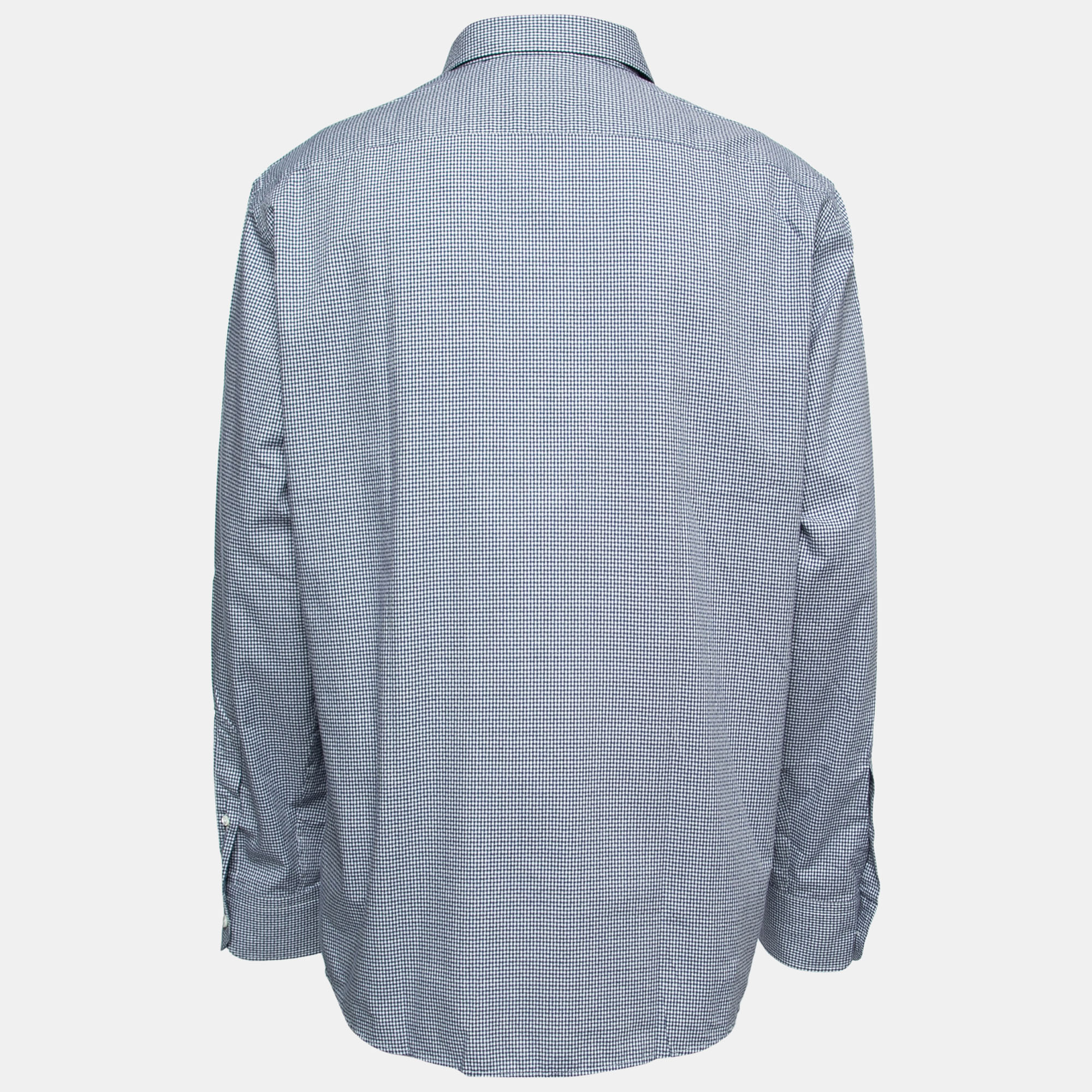 

Ermenegildo Zegna Blue Gingham Cotton Button Front Shirt