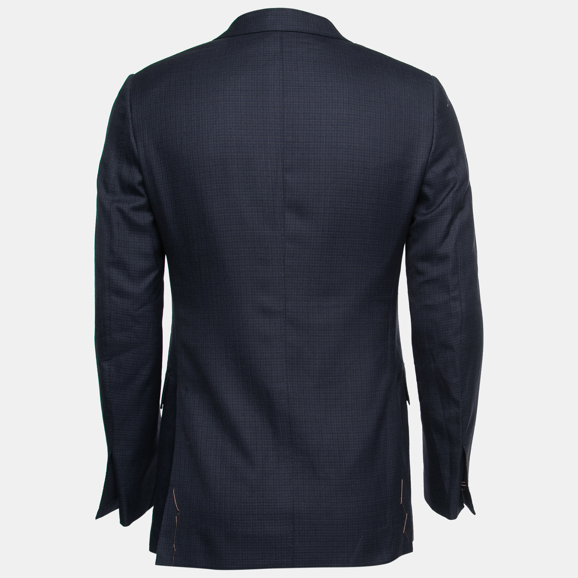 

Ermenegildo Zegna Couture Dark Blue Patterned Wool Single-Breasted Blazer