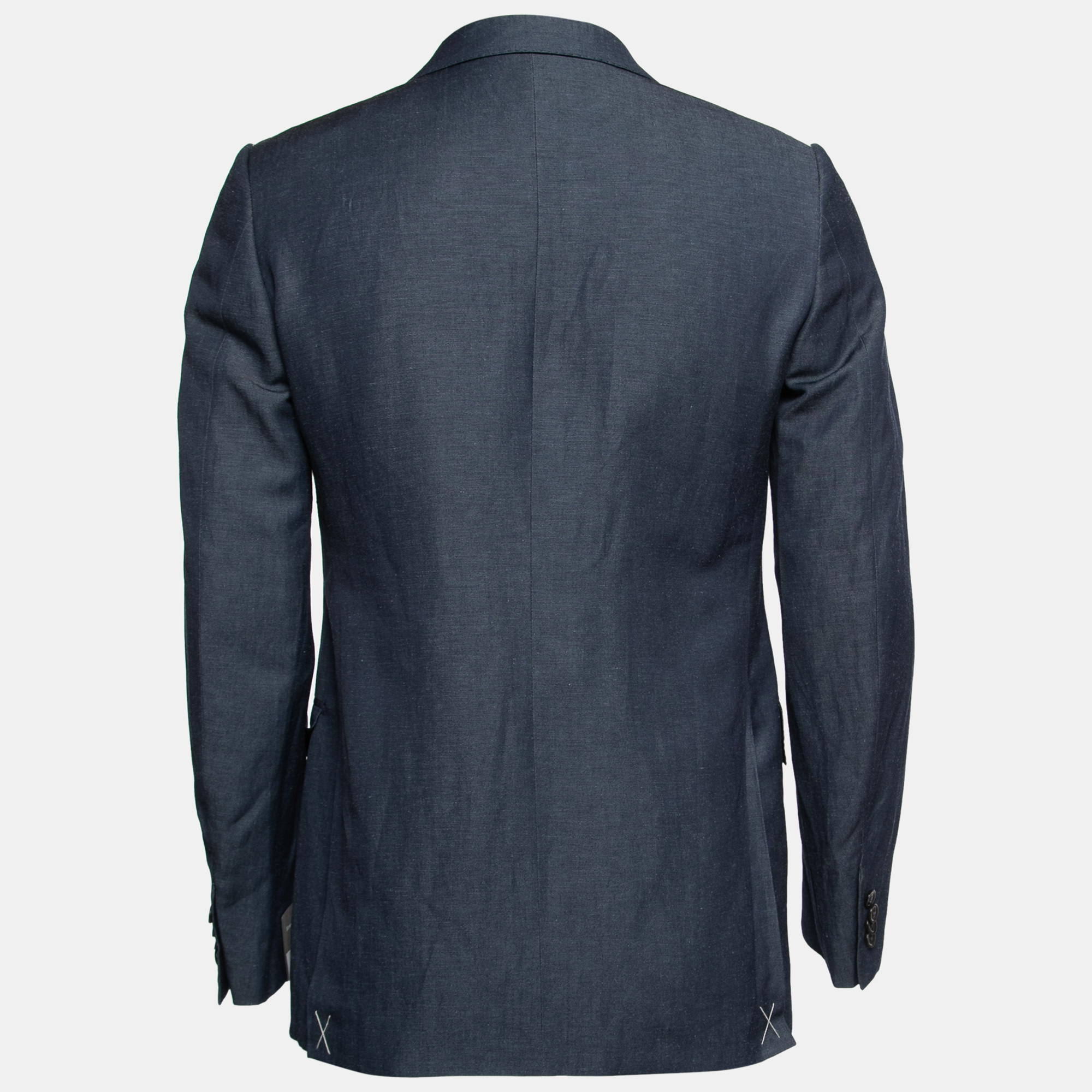 

Ermenegildo Zegna Dark Blue Wool & Linen Single-Breasted Blazer