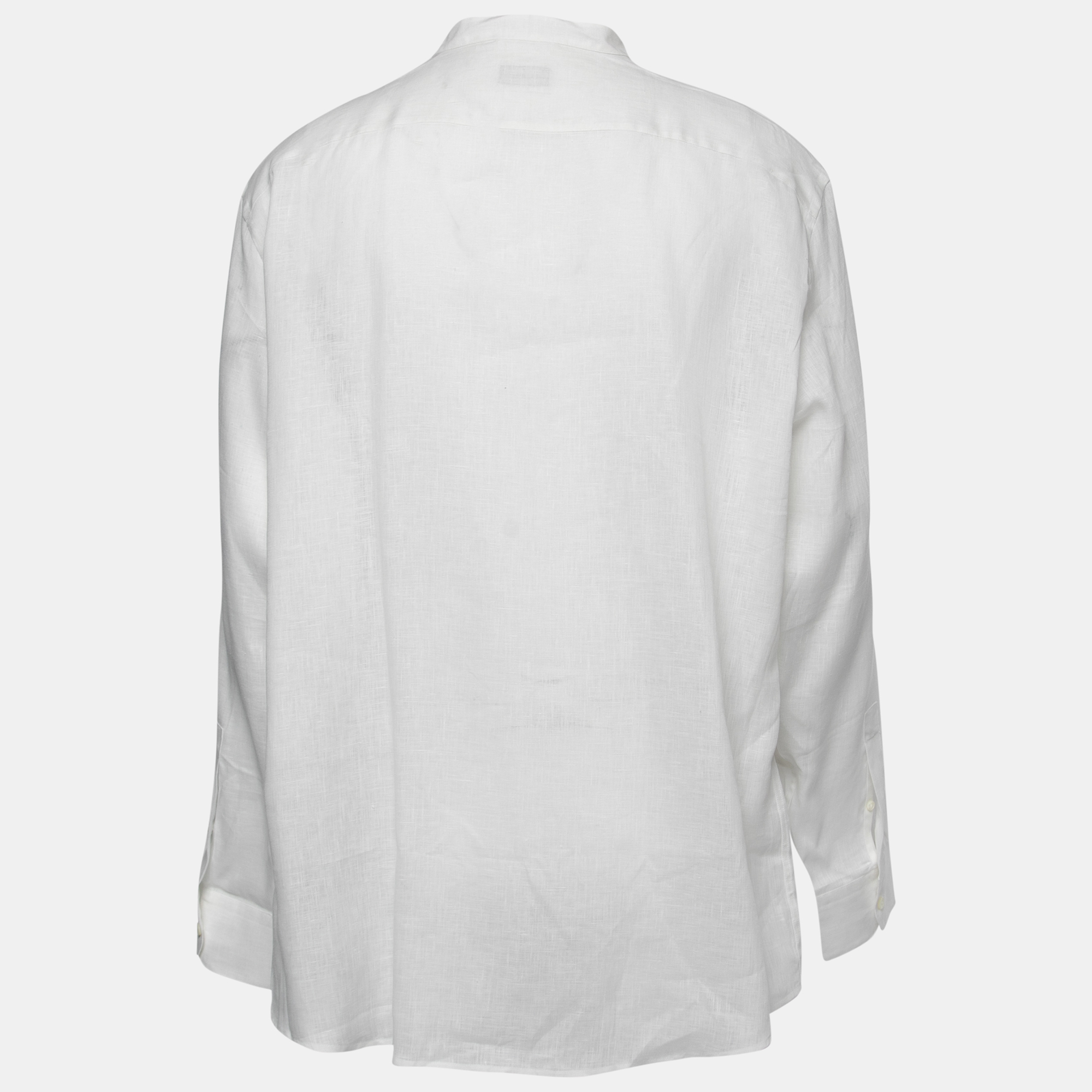 

Ermenegildo Zegna White Linen Button Front Shirt