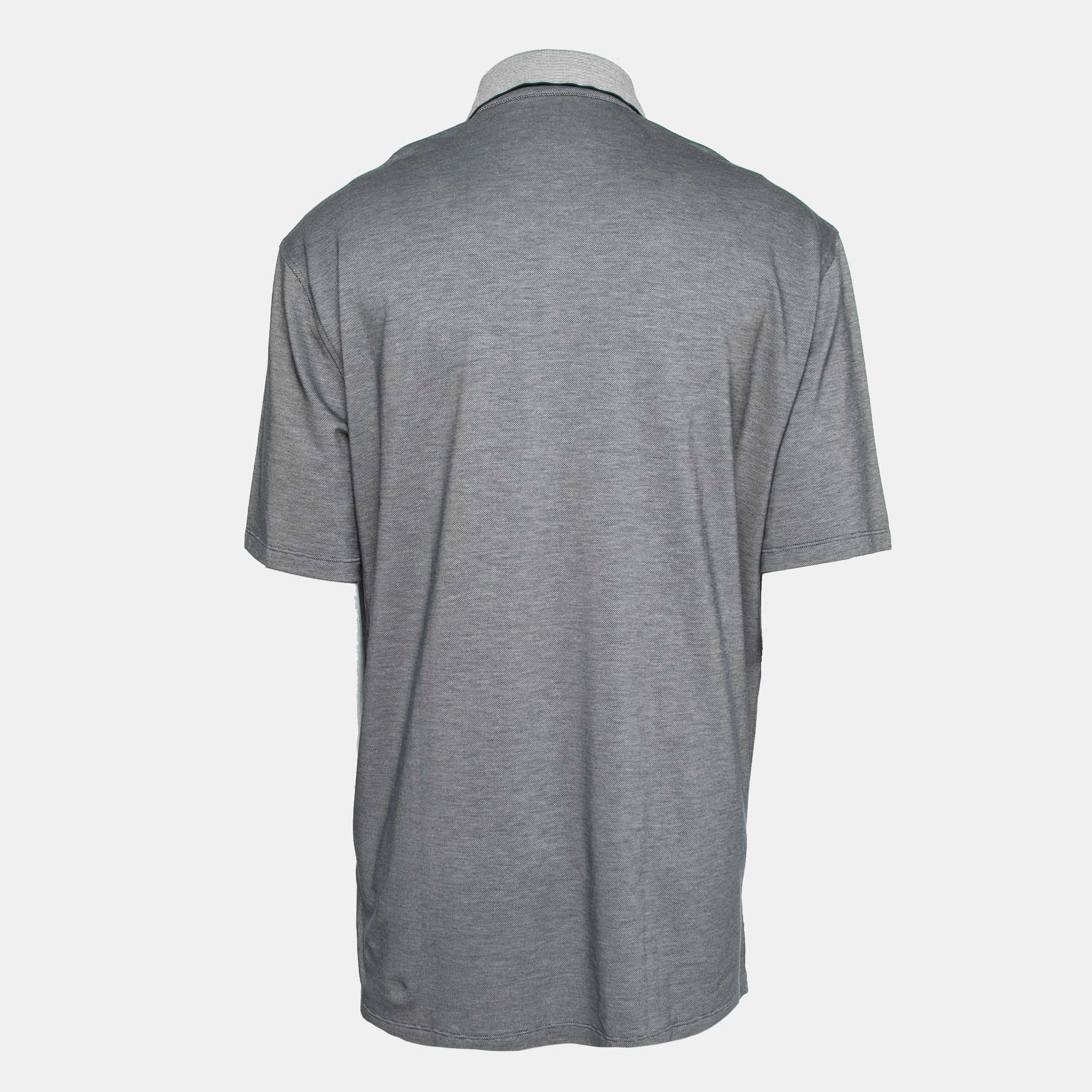 

Ermenegildo Zegna Grey Cotton Pique Polo T-Shirt 3XL