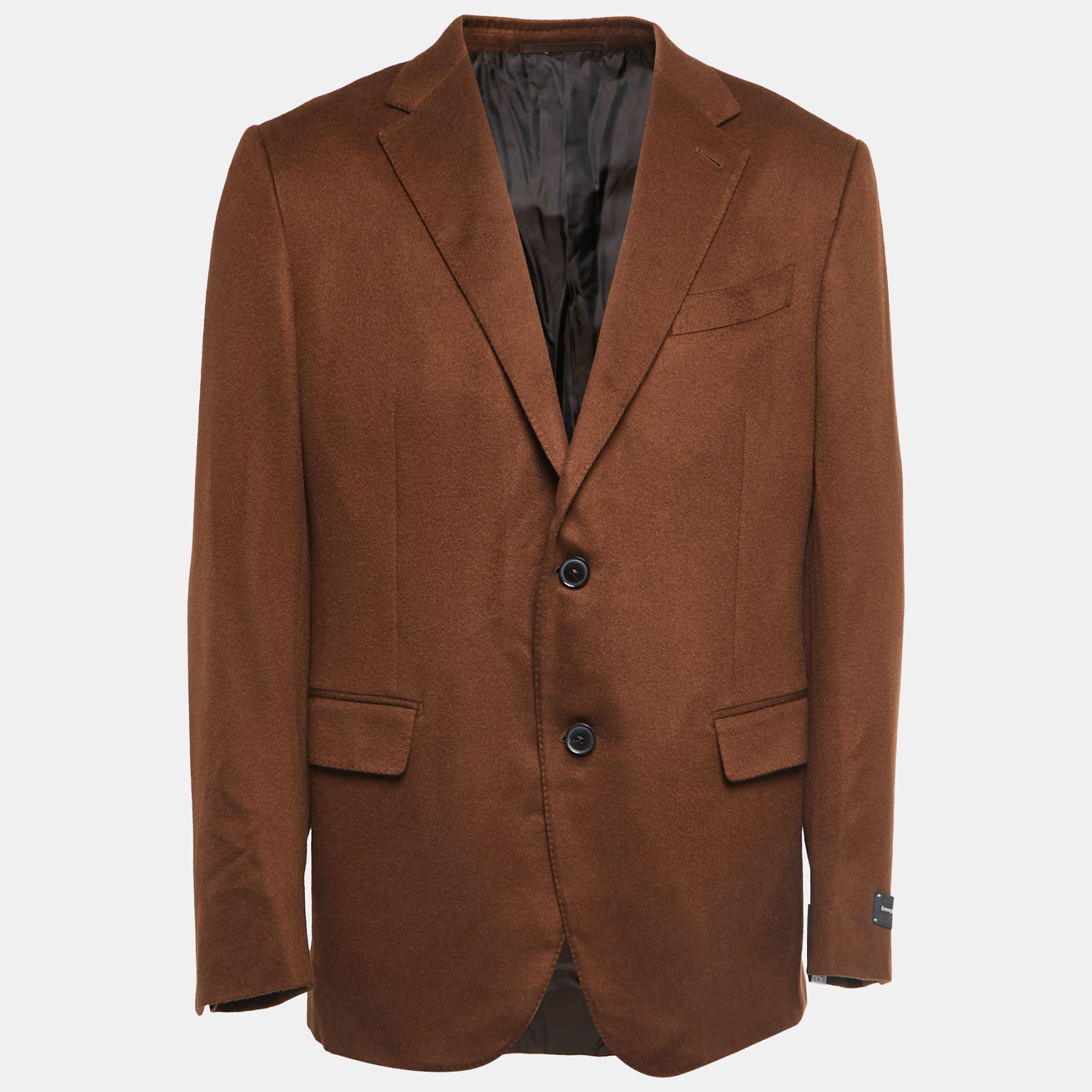 Pre Owned Ermenegildo Zegna Brown Cashmere Single Breasted Jacket XXL